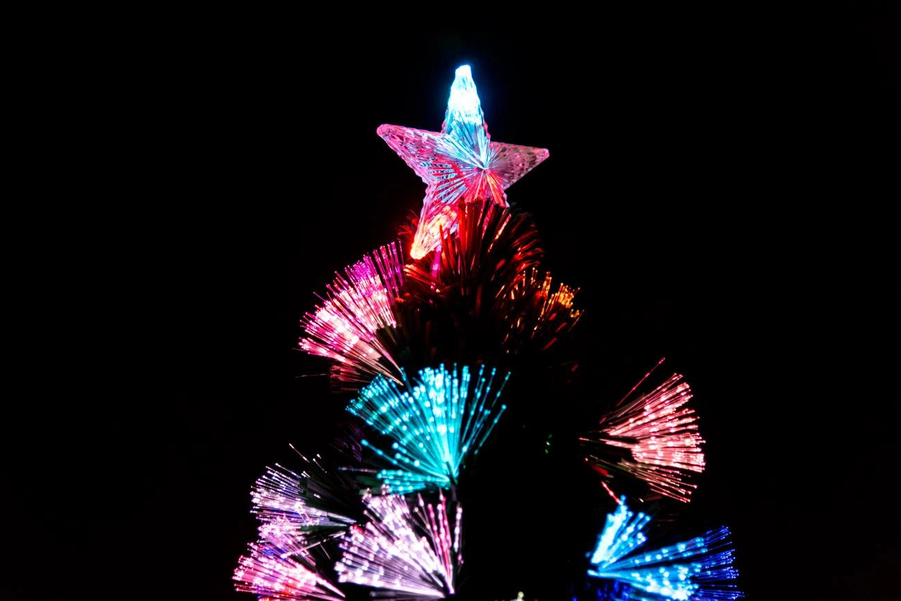 Pre Lit Christmas Tree Fiber Optic Pine LED Bauble Star Xmas Home Decoration 5FT