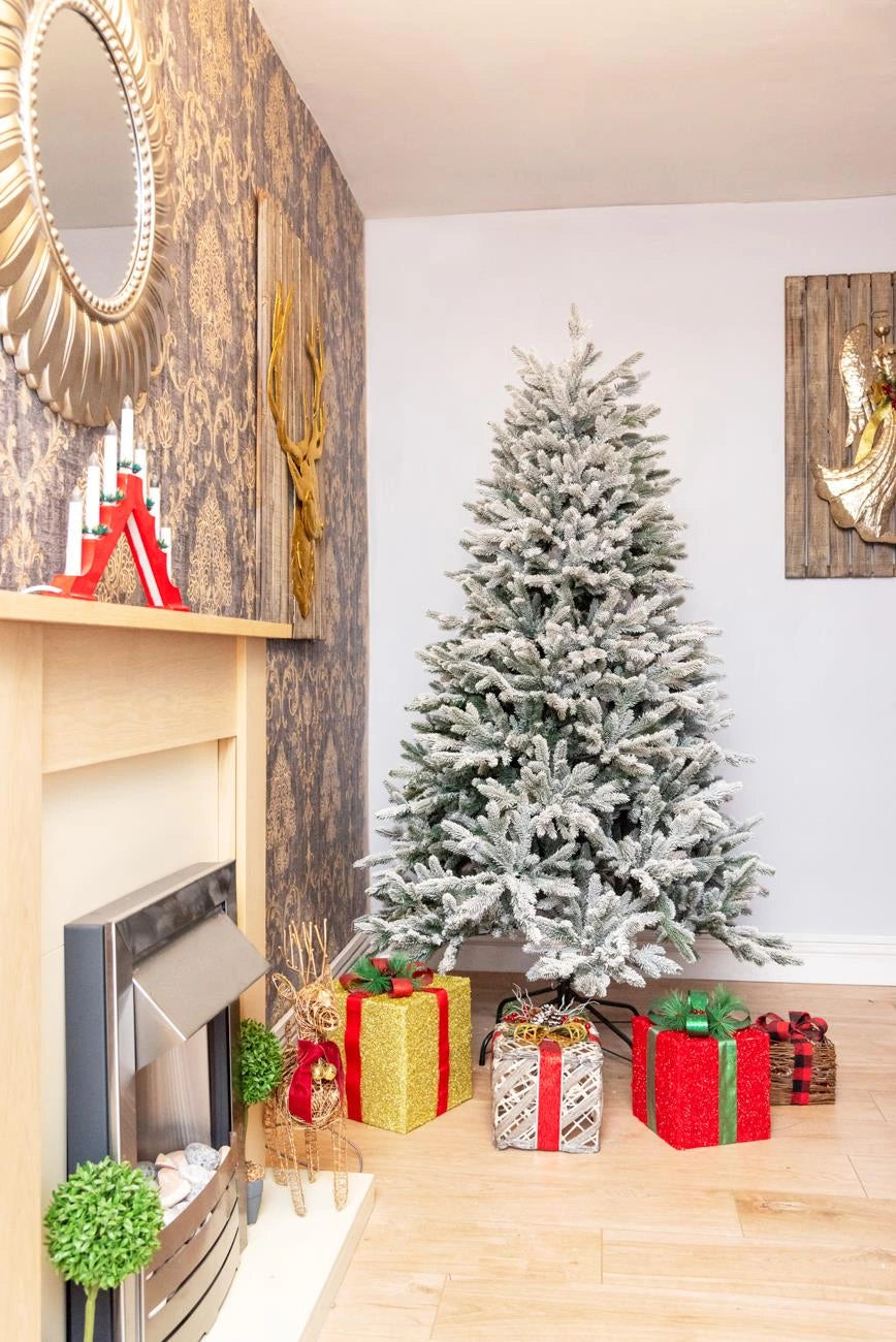 Snowy Christmas Tree Oregon Pine Luxurious Bushy Artificial Xmas Home Decor 6FT