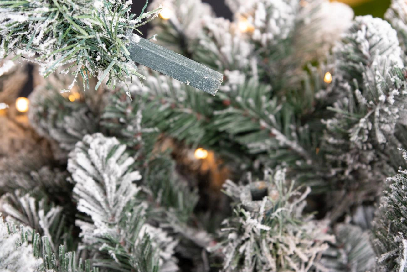 Christmas Tree Pre Lit Flocked Snow Covered Luxury Hinged Xmas Home Decor 6FT