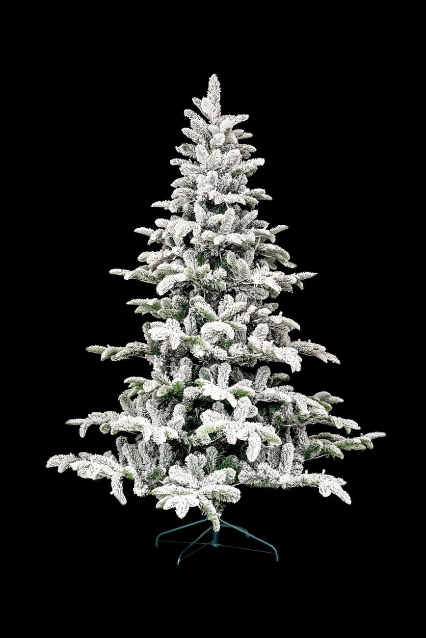Christmas Tree Pre Lit Flocked Snow Covered Luxury Hinged Xmas Home Decor 6FT