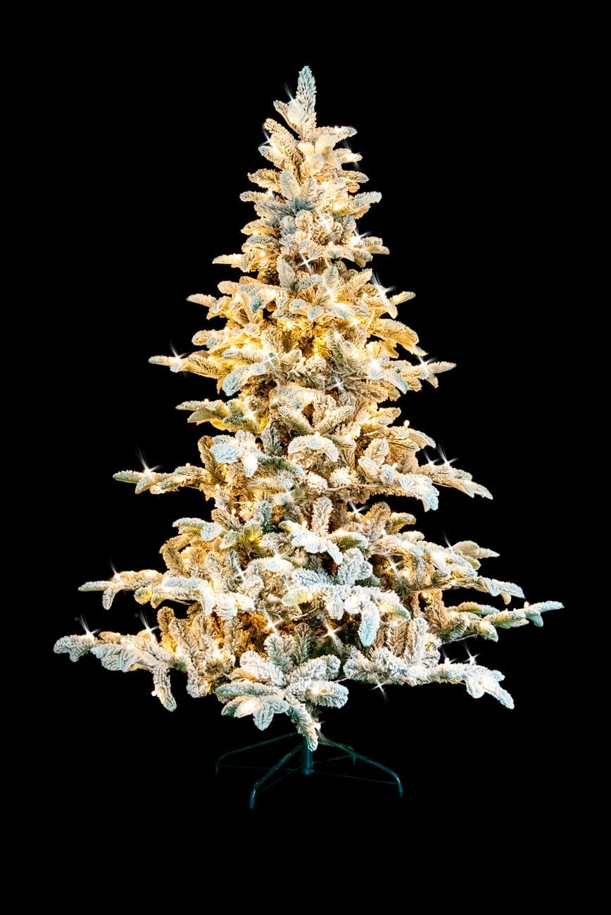 Christmas Tree Pre Lit Flocked Snow Covered Luxury Hinged Xmas Home Decor 6FT