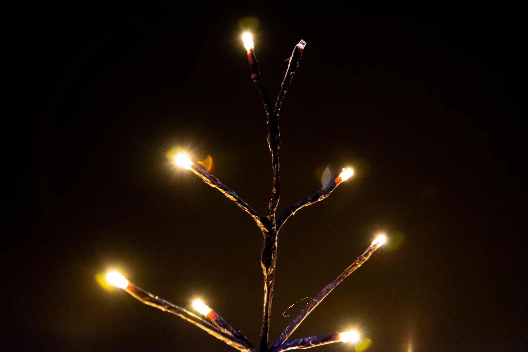Outdoor Christmas Tree Decoration Twig Pre Lit Snowy Brown LED XMAS Home 5FT