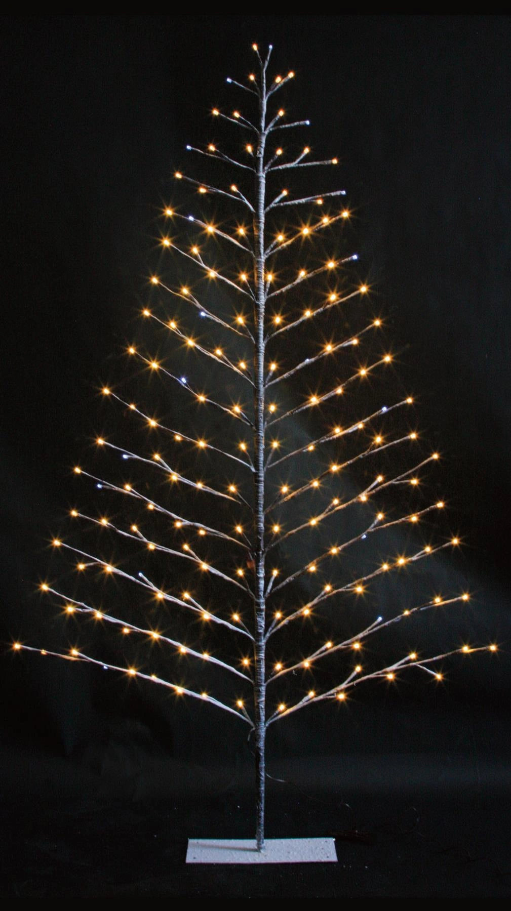 5Ft Pre-Lit Brown Snowy Twig Christmas Tree 112 Warm/Cool LED Lights Metal Frame Christmas Decoration Festive Indoor Flat Birch Xmas Home Décor