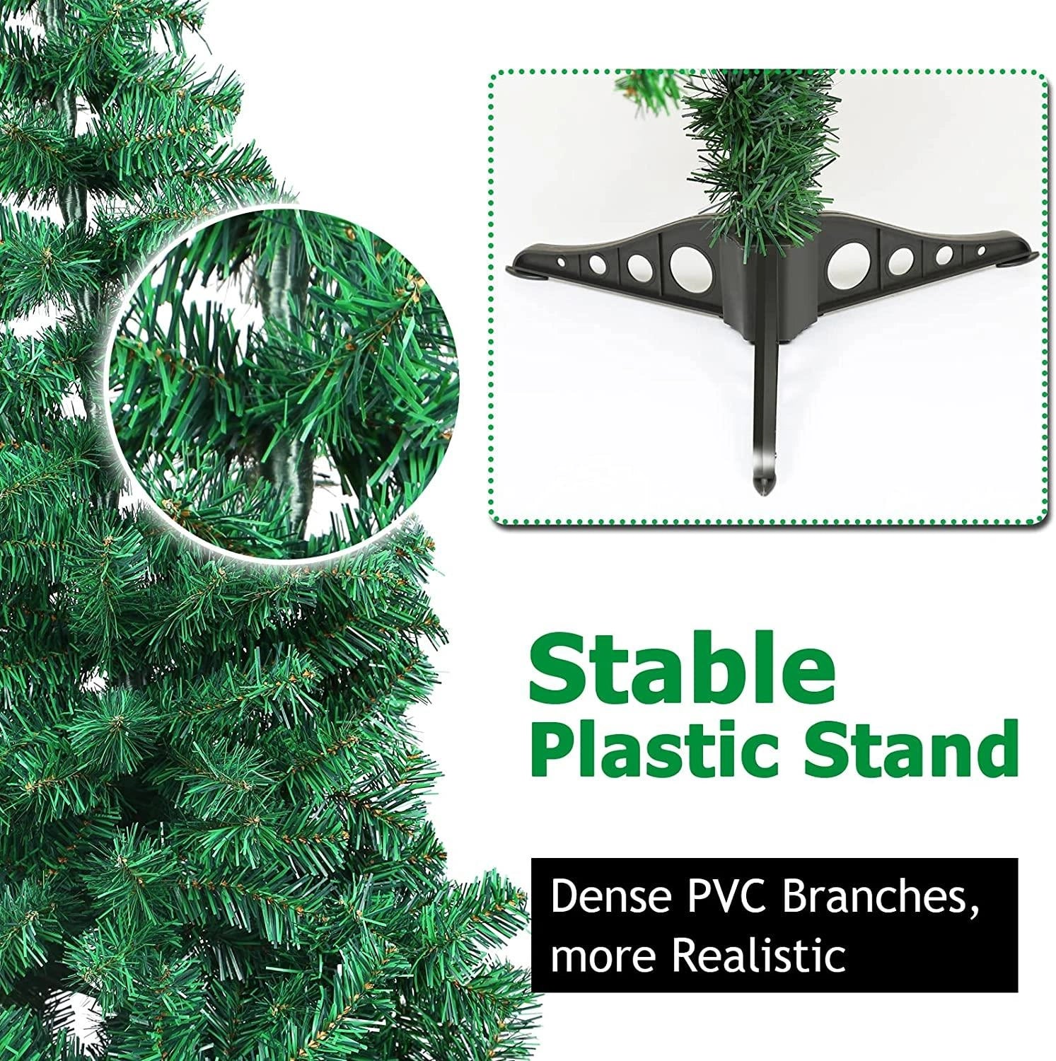 6FT Green Christmas Tree Artificial PVC Pine Tips Stand Holiday Home Decorations