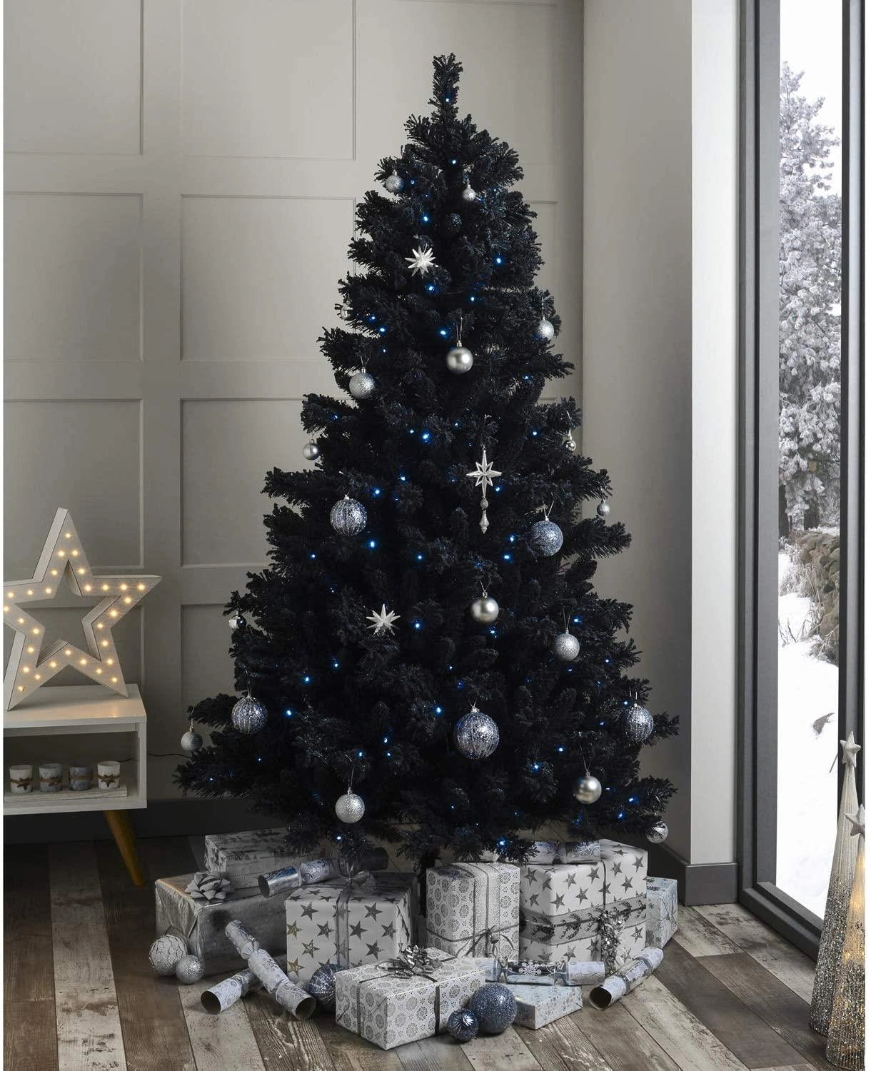 6ft Black Artificial Christmas Xmas Tree Home Decor