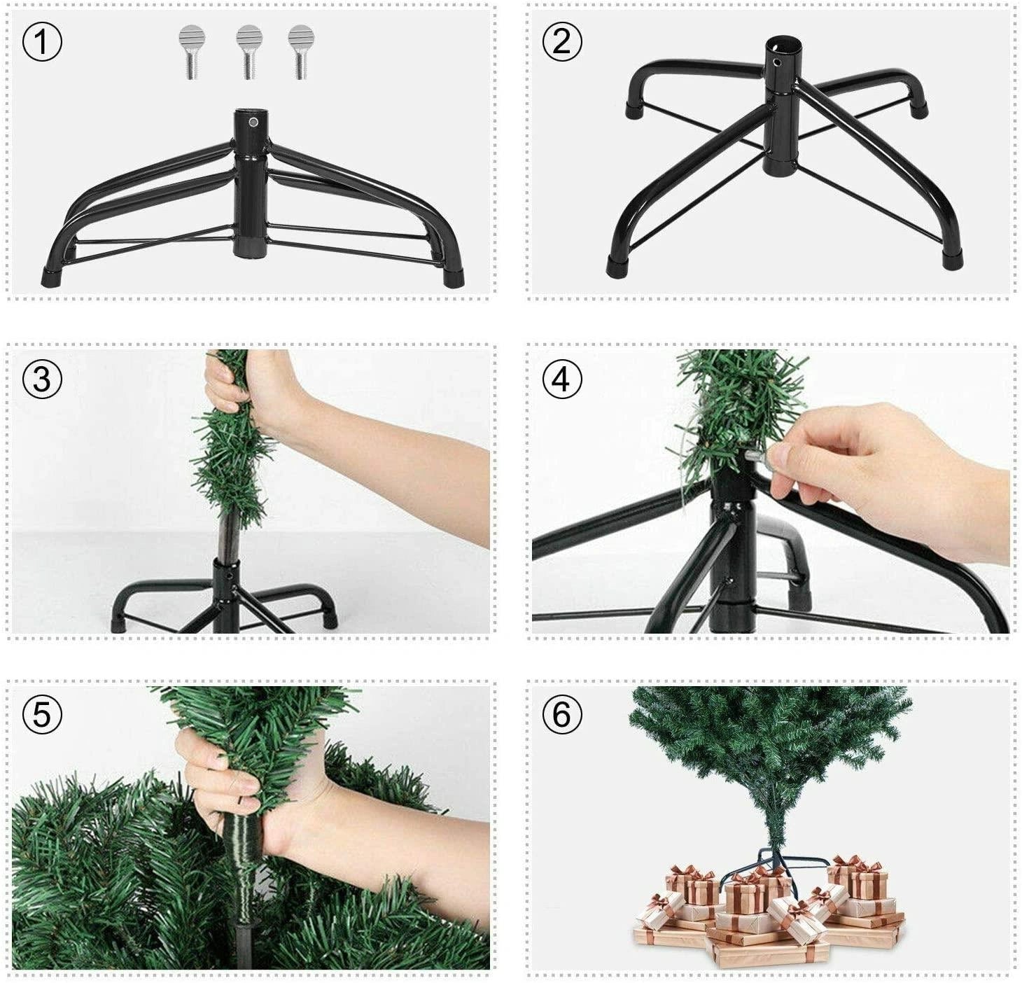 6FT Christmas Tree Black Xmas Halloween Bushy Pine Outdoor Xmas Home Decoration