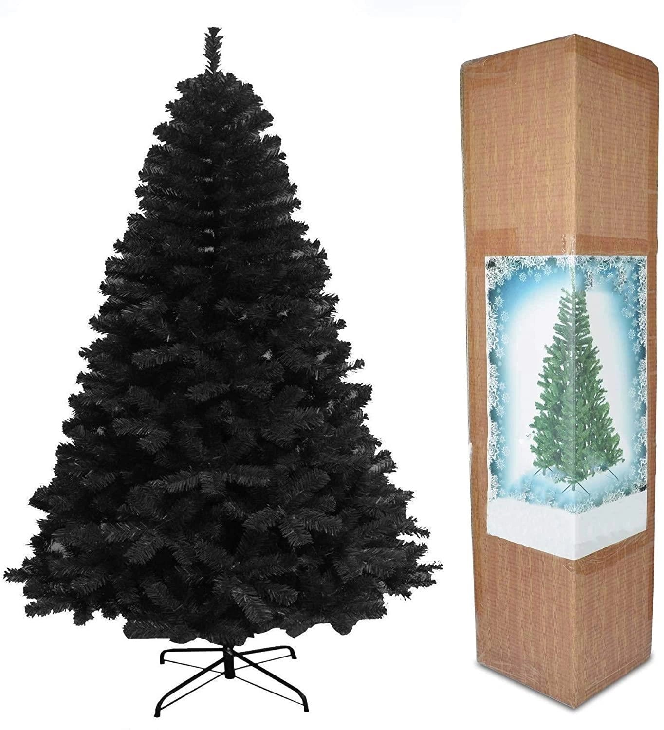 6FT Christmas Tree Black Xmas Halloween Bushy Pine Outdoor Xmas Home Decoration