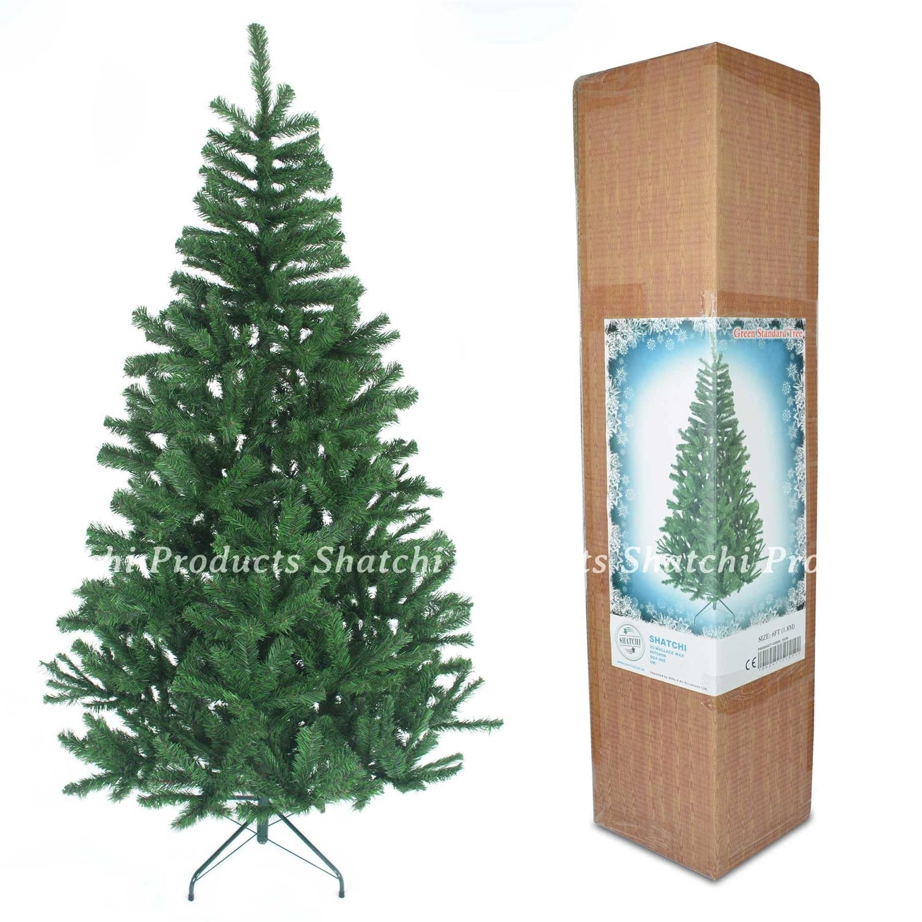 8FT Green Christmas Tree with Metal Stand Artificial Bushy Pine Home Decoration