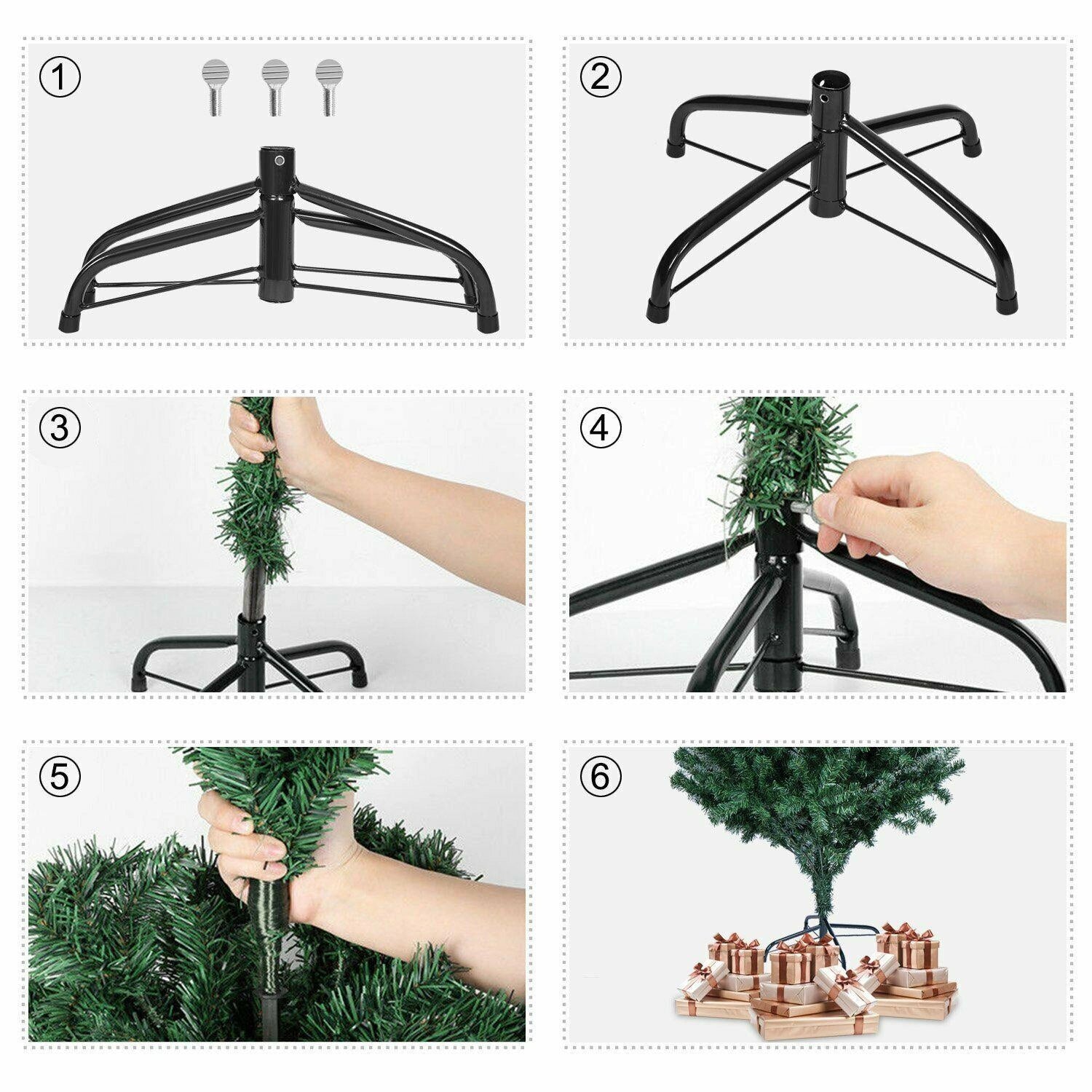 8FT Green Christmas Tree with Metal Stand Artificial Bushy Pine Home Decoration