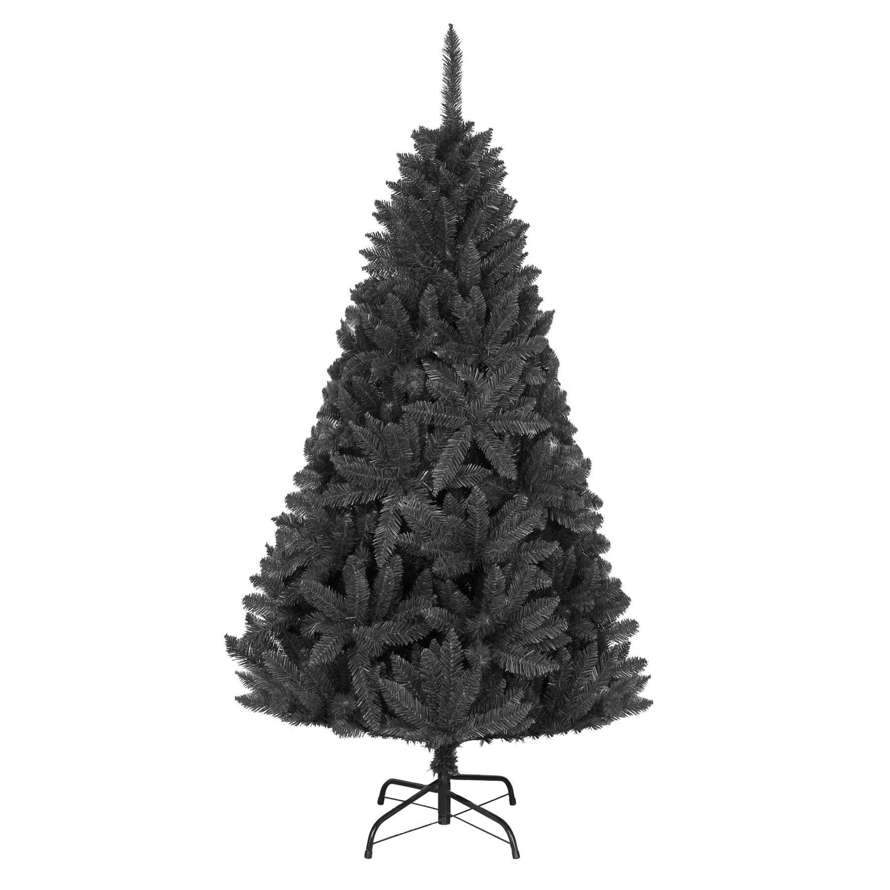 Shatchi 3542-CHRISTMAS-TREE-BLACK-5FT 5ft Jet Black Imperial Pine Christmas Tree Deluxe Quality Xmas Decorations Home Décor Easy Set up Hinged 308 150cm 1.5m 404 Tips