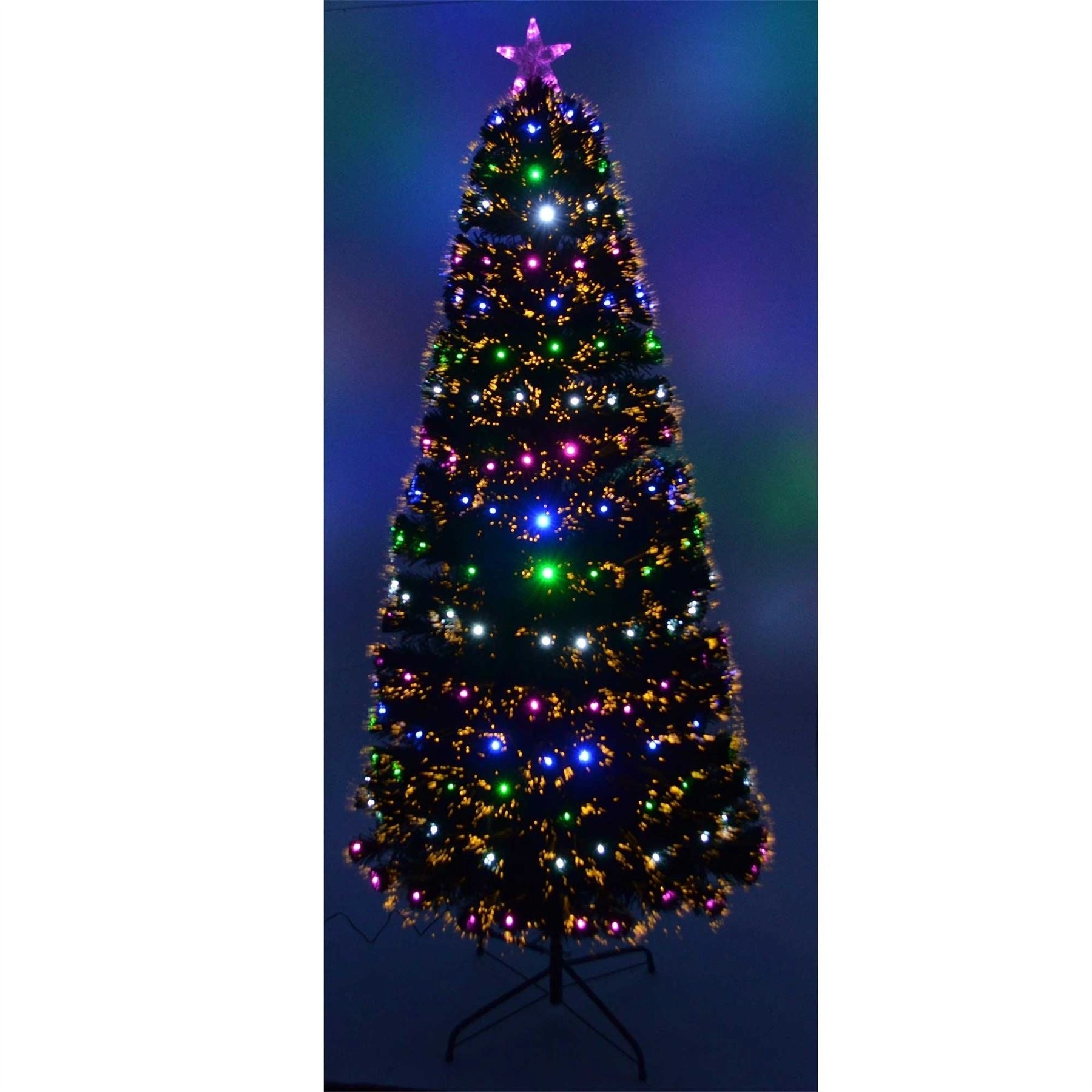 Pre-Lit Christmas Tree Fiber Optic Pine LED Lights Xmas Home Decor Galactic 4FT
