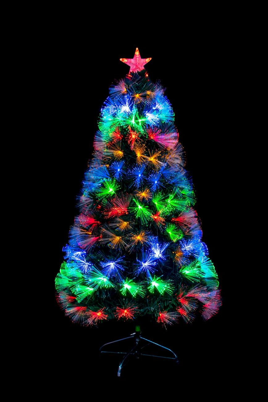 Pre-Lit Christmas Tree Fiber Optic Pine LED Lights Xmas Decor Galactic Star 4FT