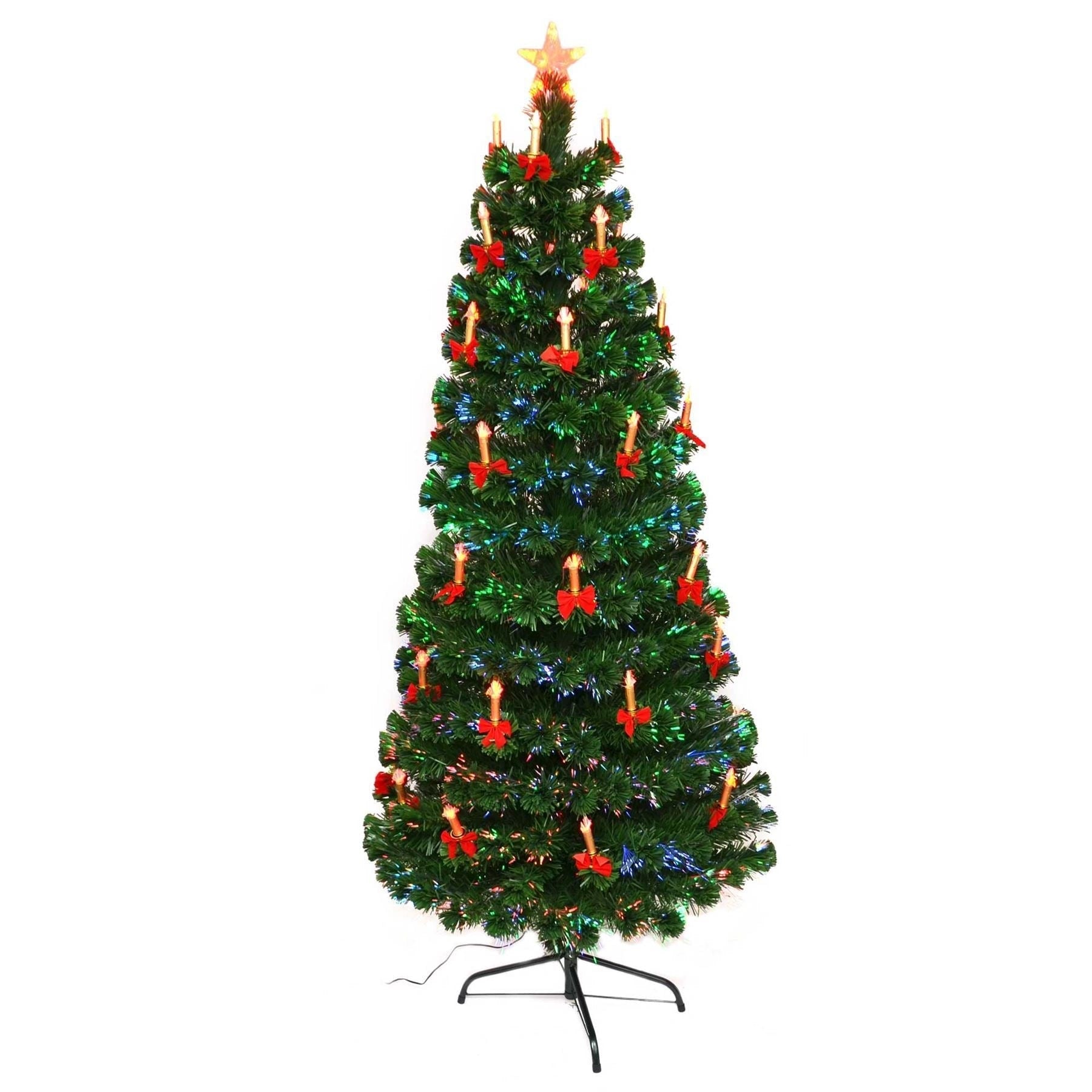 6FT Pre-Lit Christmas Tree Green Fiber Optic LED Lights Xmas Home Holiday Decor