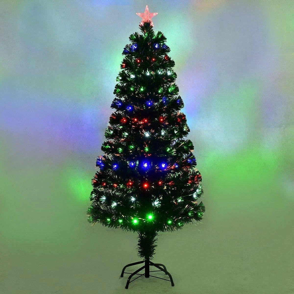 5FT Pre-Lit Christmas Tree Green Fiber Optic LED Light Xmas Home Holiday Decor