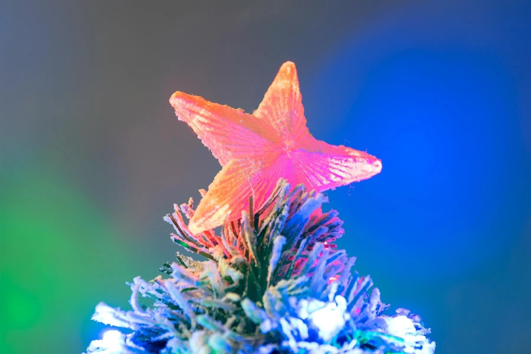 Pre-Lit Christmas Tree Fiber Optic Pine LED Lights Xmas Decor Frosted Aurora 2FT