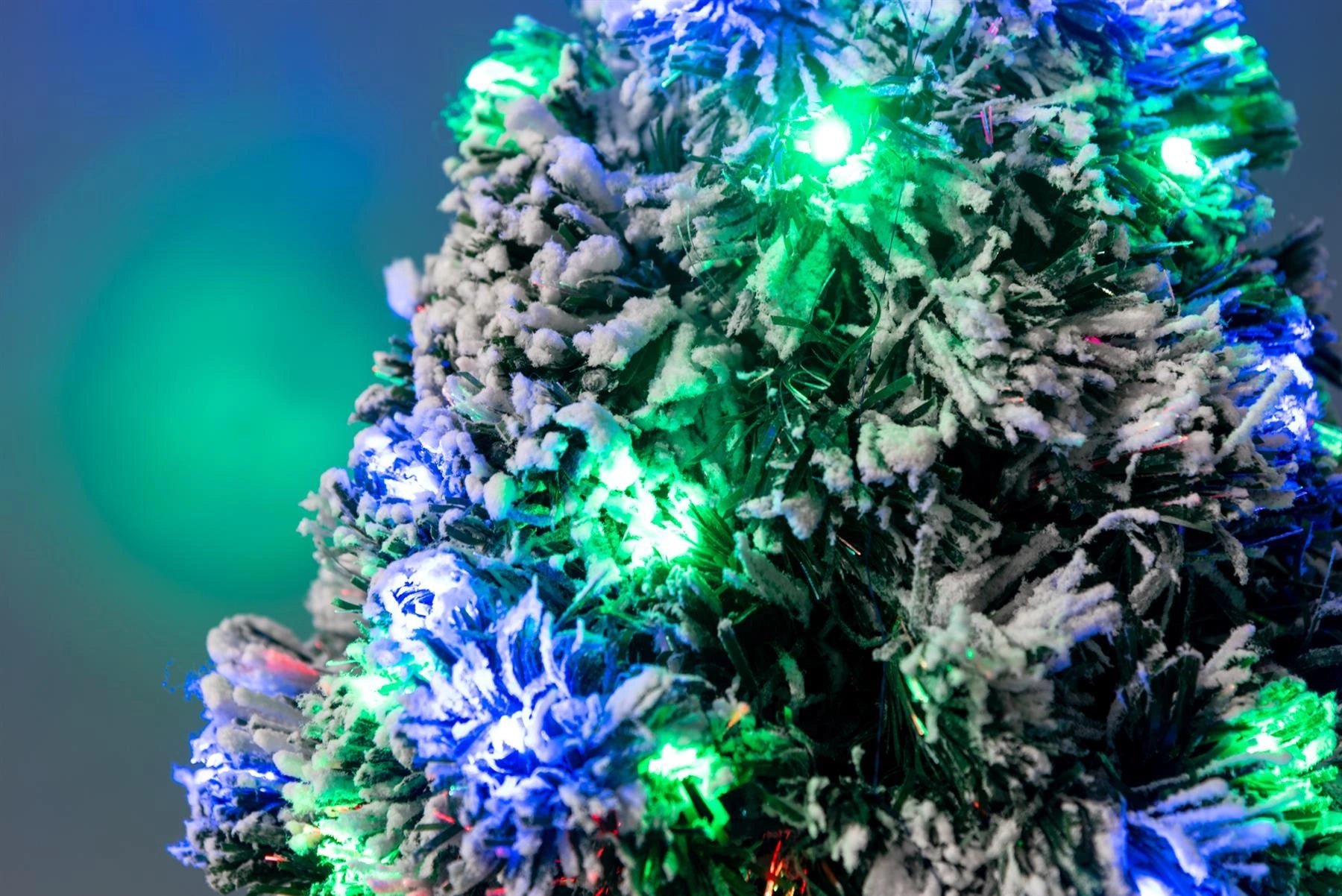 Pre-Lit Christmas Tree Fiber Optic Pine LED Lights Xmas Decor Frosted Aurora 2FT