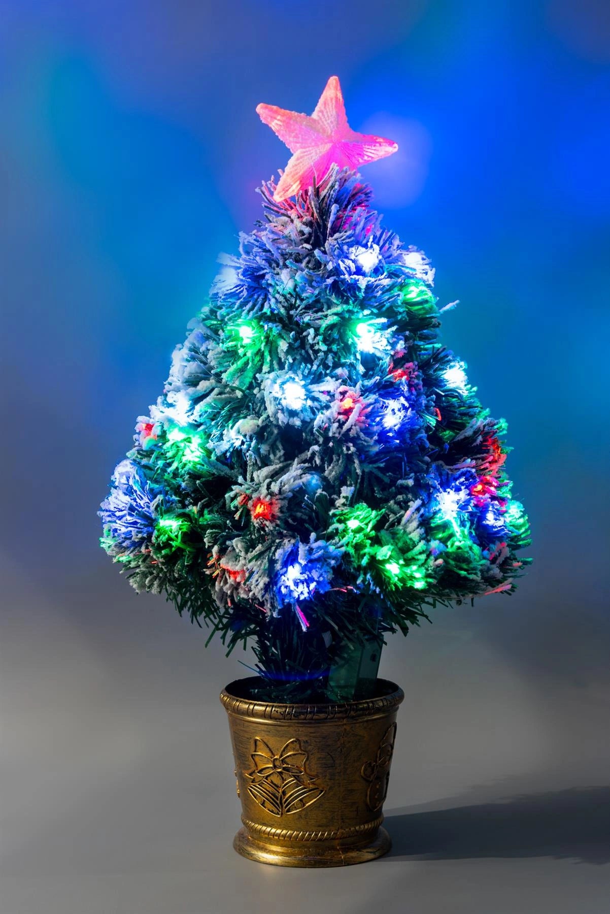 2ft 60cm Pre Lit LED Fibre Optic Christmas Tree With Snow Xmas Home Decor Decorations