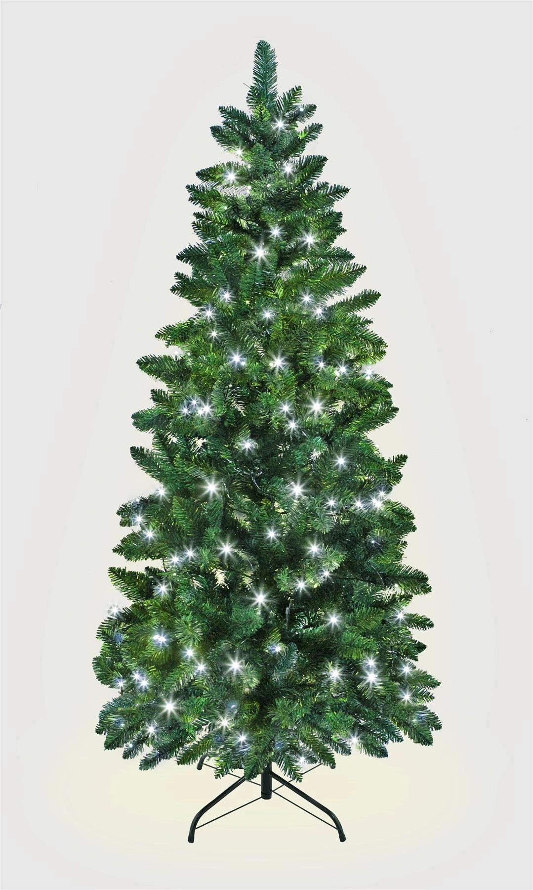 Slim Pre Lit Christmas Tree Pencil Pine Green Artificial Bushy XMAS Decor 4FT UK