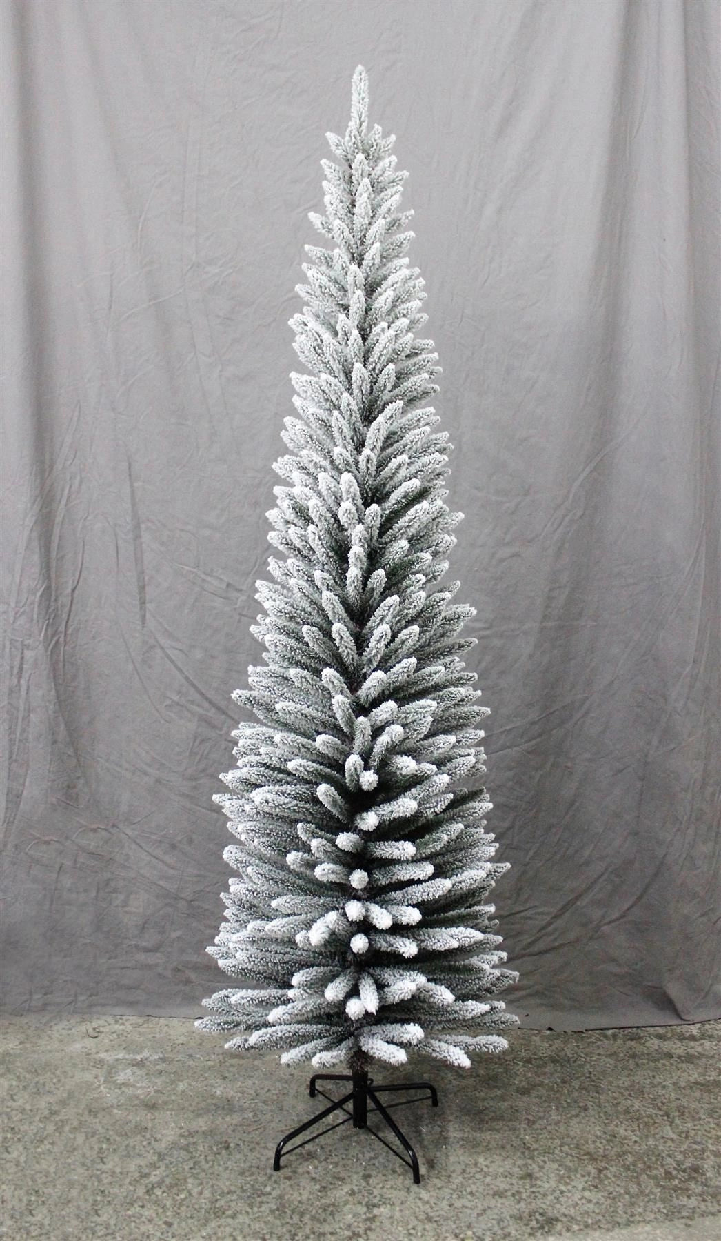 Snow Covered Slim Christmas Tree Pencil Artificial Bushy Pine XMAS HomeDecor 5FT