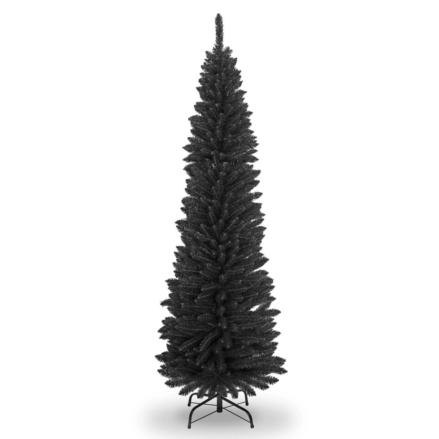 Christmas Tree Black Slim Pencil Artificial Bushy Pine XMAS Home Decoration 7FT