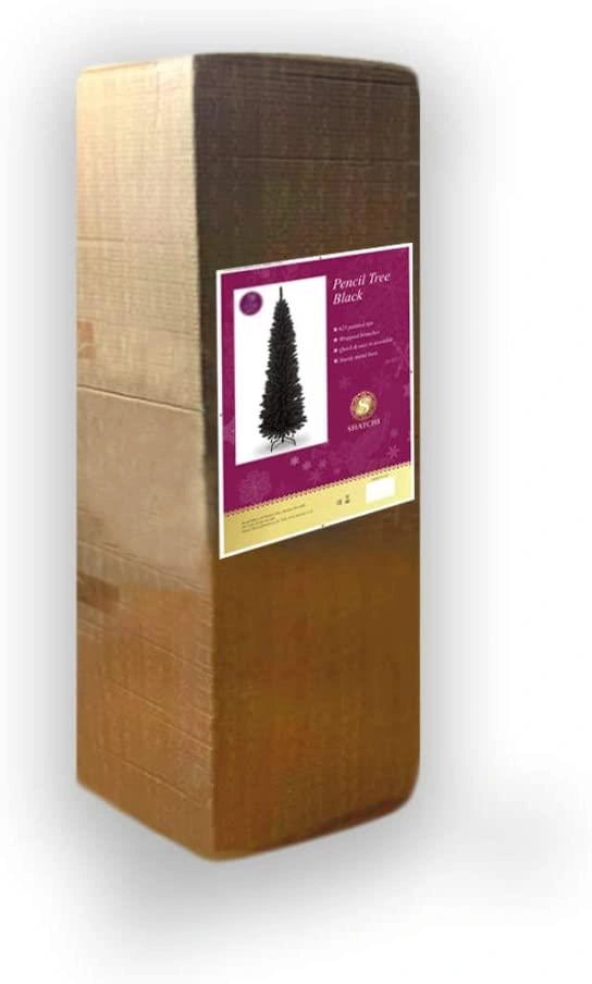 Christmas Tree Black Slim Pencil Artificial Bushy Pine XMAS Home Decoration 7FT