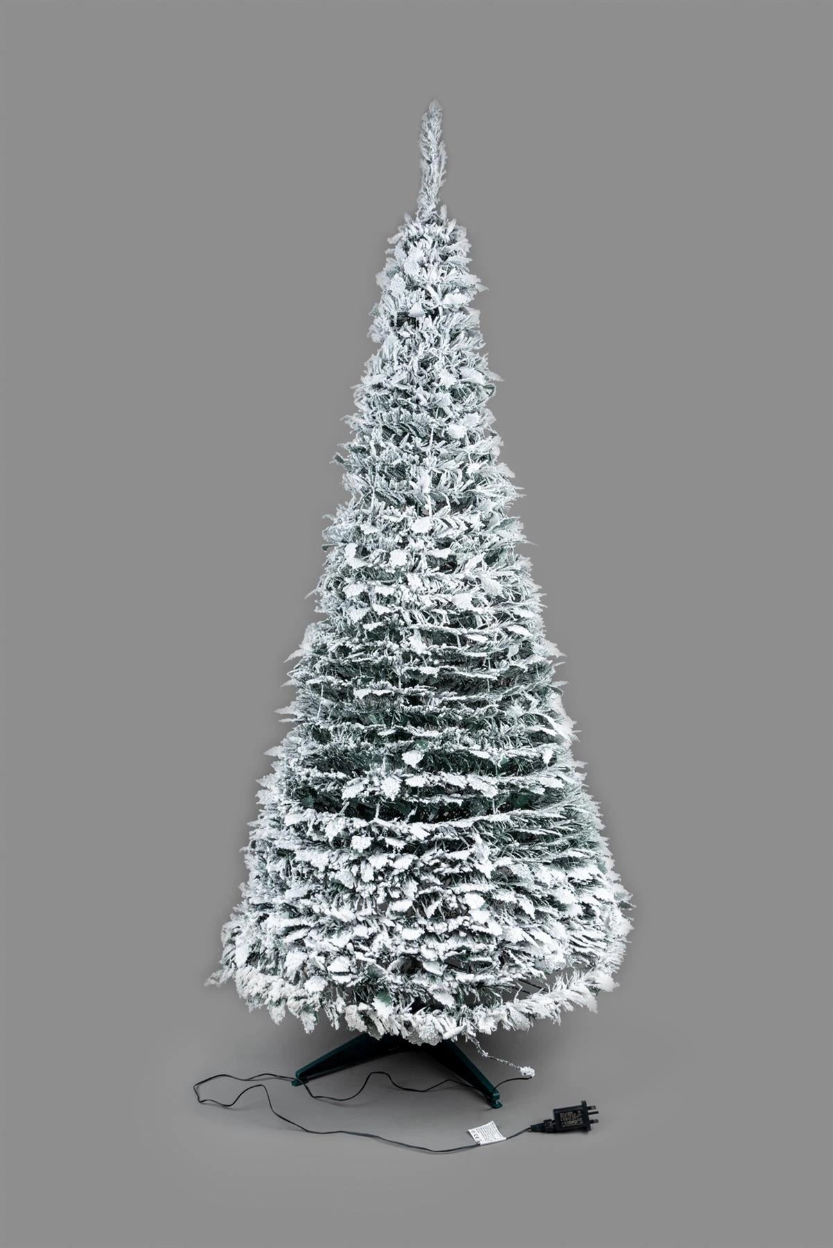 5FT Pre Lit Pop Up Christmas Tree LED Lights Decorated Snow Flocked Xmas Decor