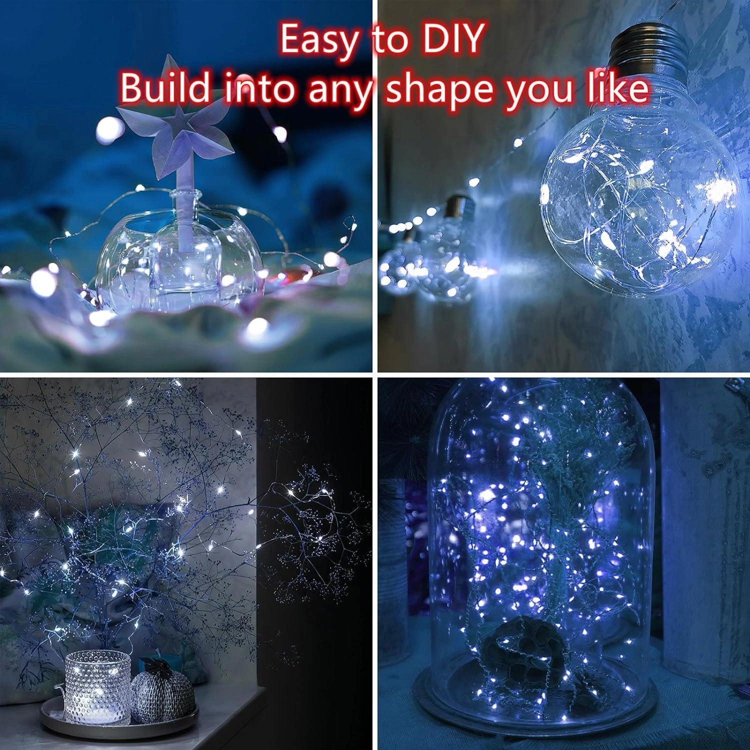 Christmas Fairy Lights 100LED Micro Rice Battery Operated Indoor Xmas Home Decor