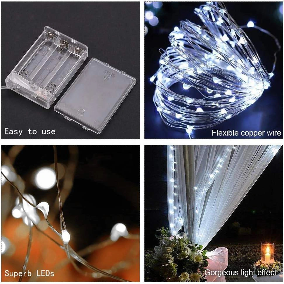 Christmas Fairy Lights 100LED Micro Rice Battery Operated Indoor Xmas Home Decor