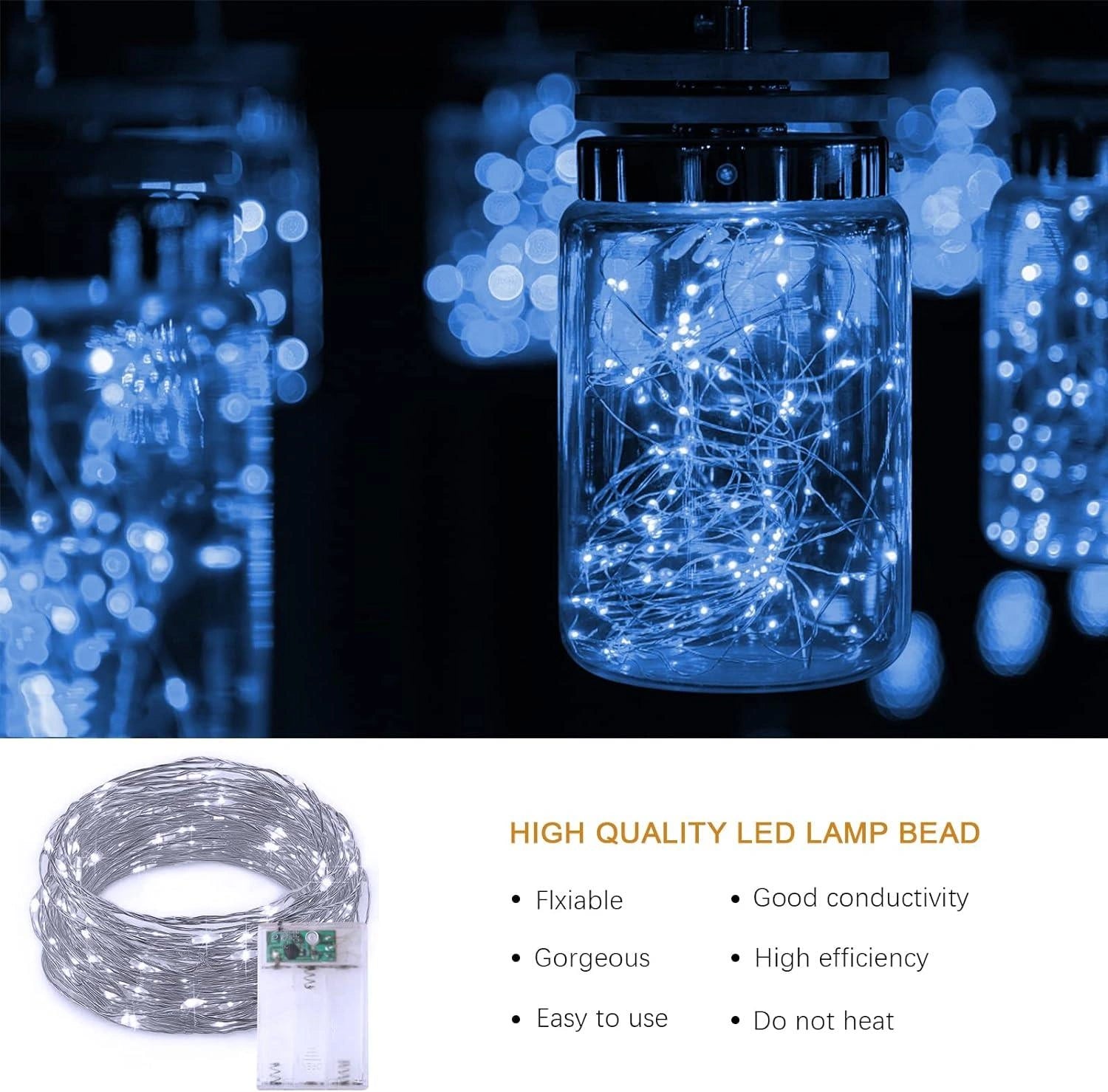 Christmas Fairy Lights 100LED Micro Rice Battery Operated Indoor Xmas Home Decor