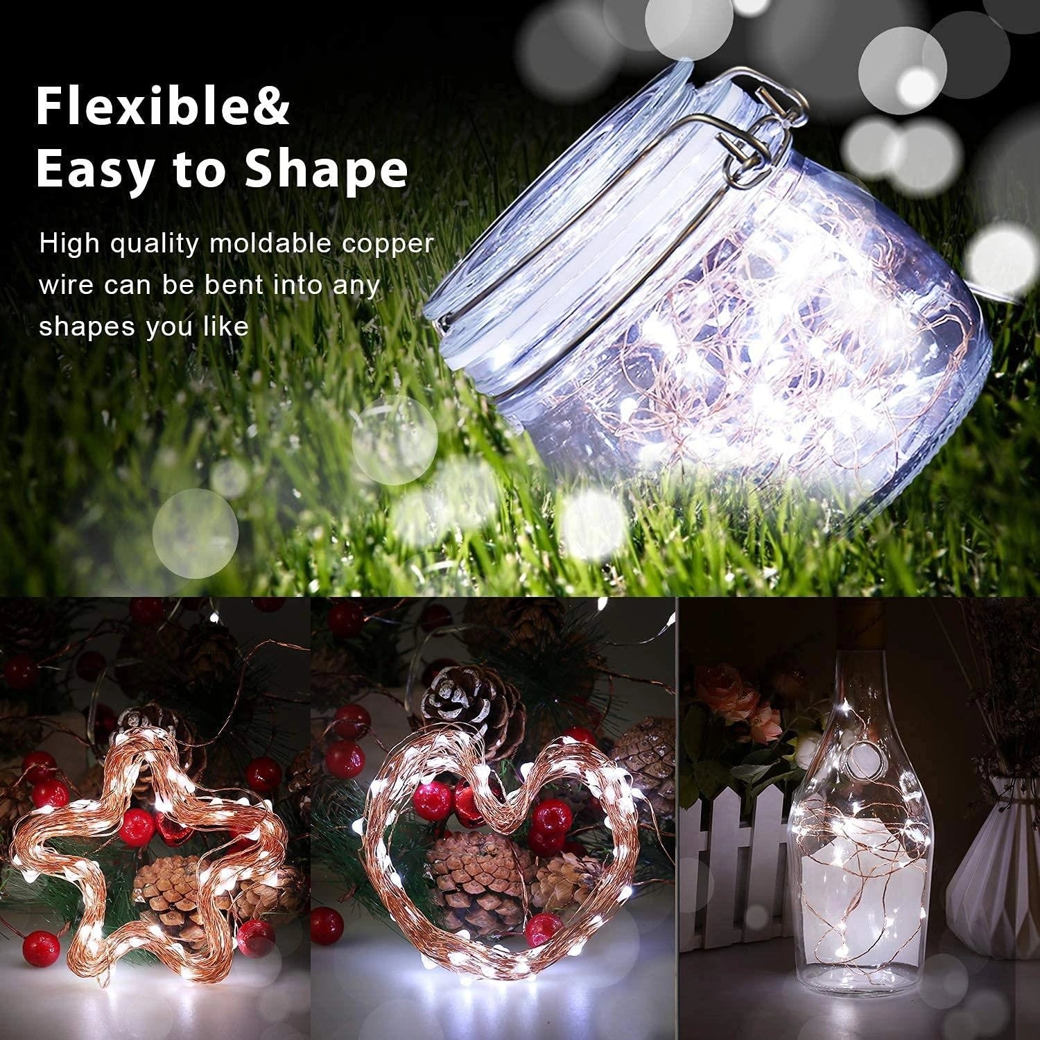 Christmas Fairy Lights 40LED Micro Rice Battery Operated Indoor Xmas Home Decor