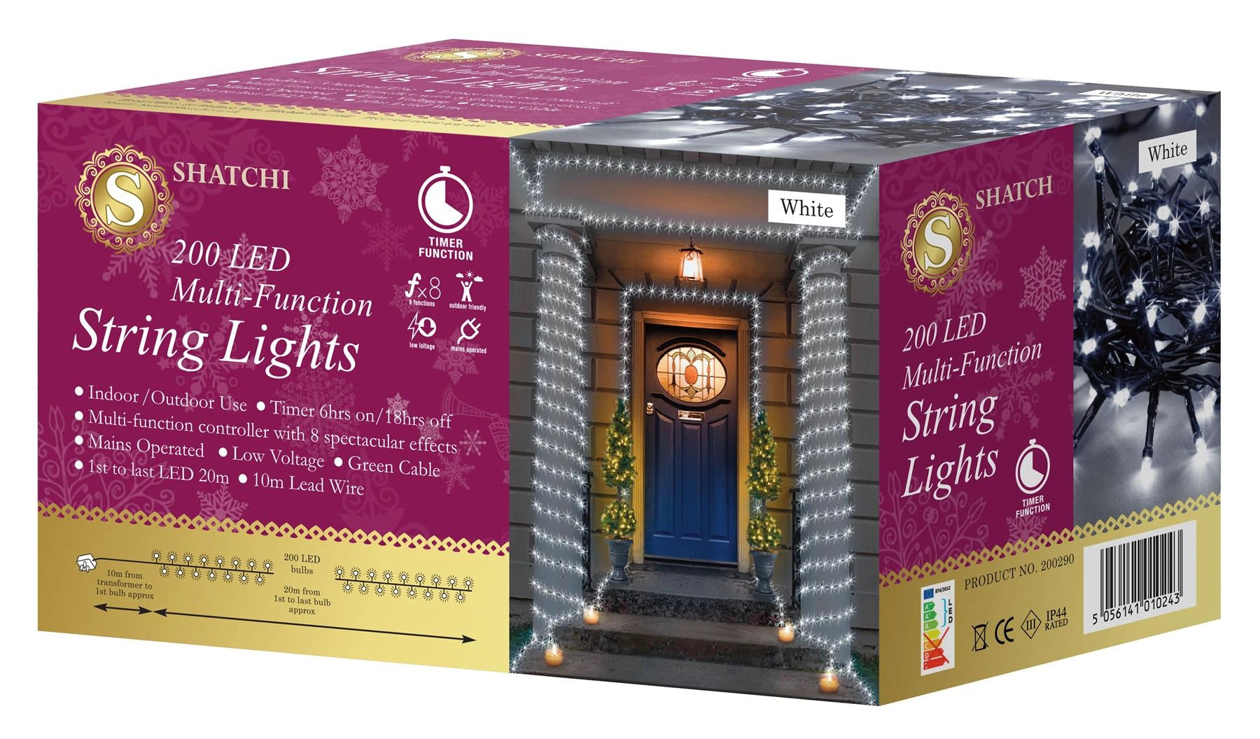 200 LED Fairy Lights Christmas Outdoor Main Plug-In Xmas Home Garden Tree Decor