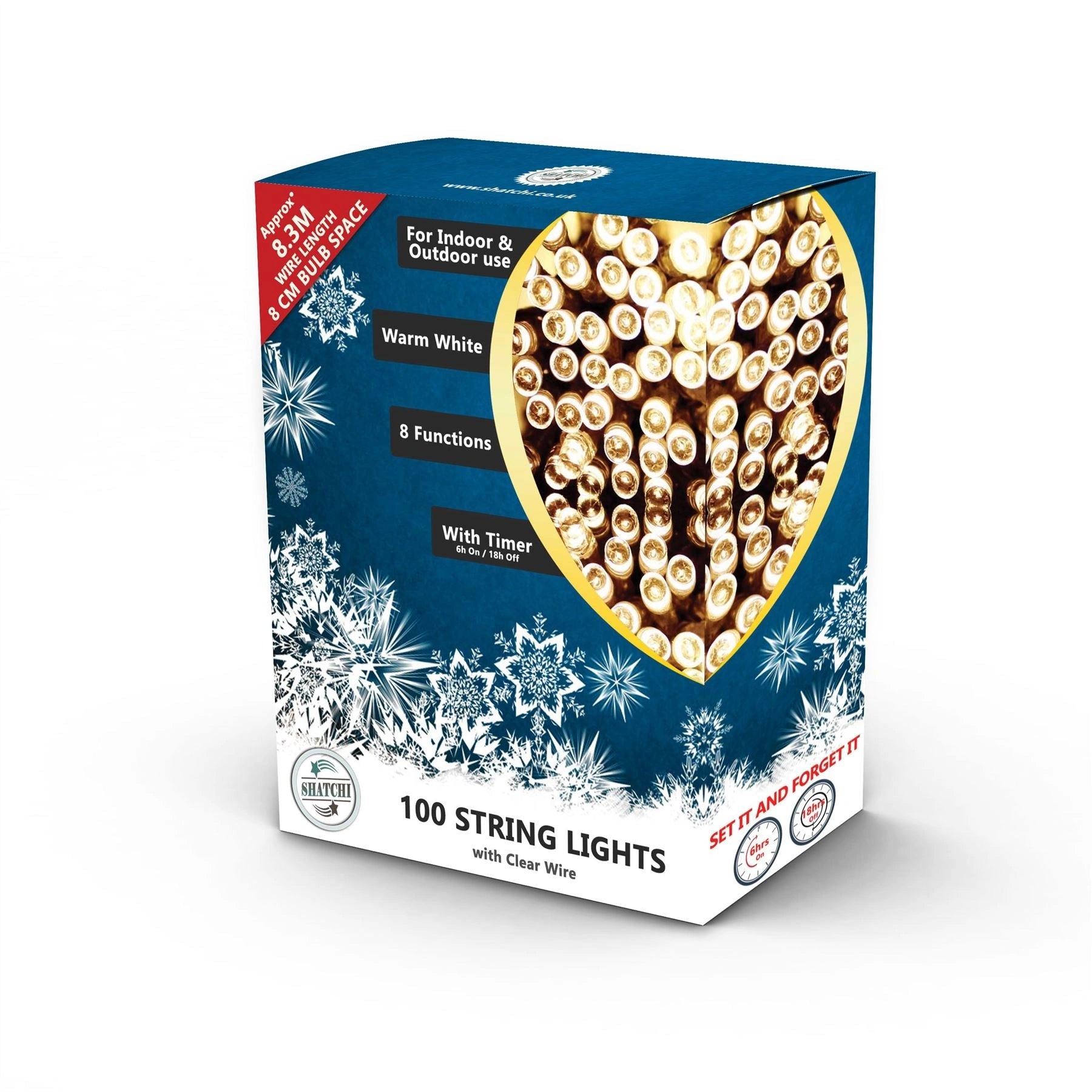 Christmas LED String 100 Fairy Light Main Plug in Outdoor Garden Xmas Home Decor