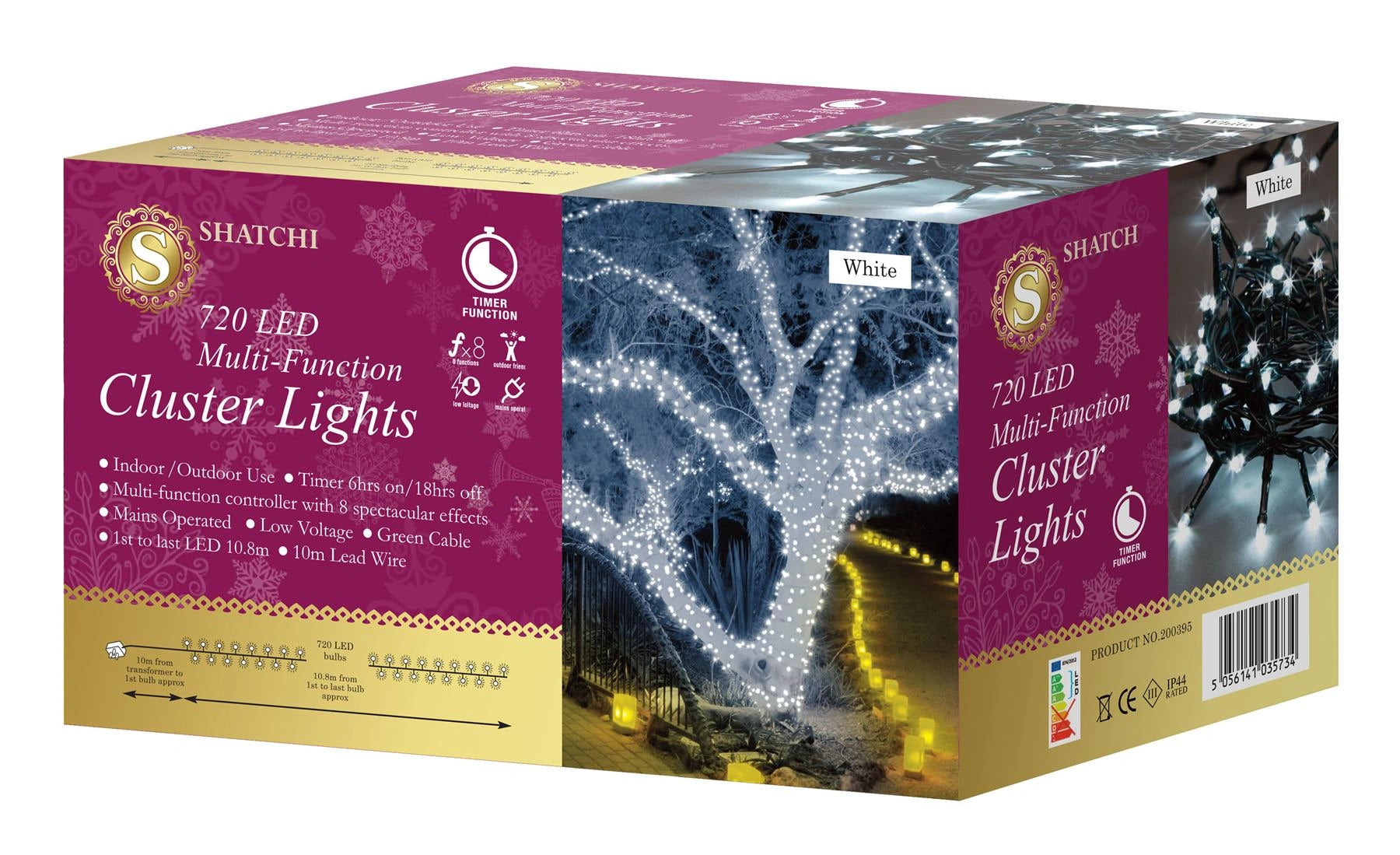 Christmas Fairy Lights 720 LED Cluster Indoor Outdoor Tree Home Xmas Decoration