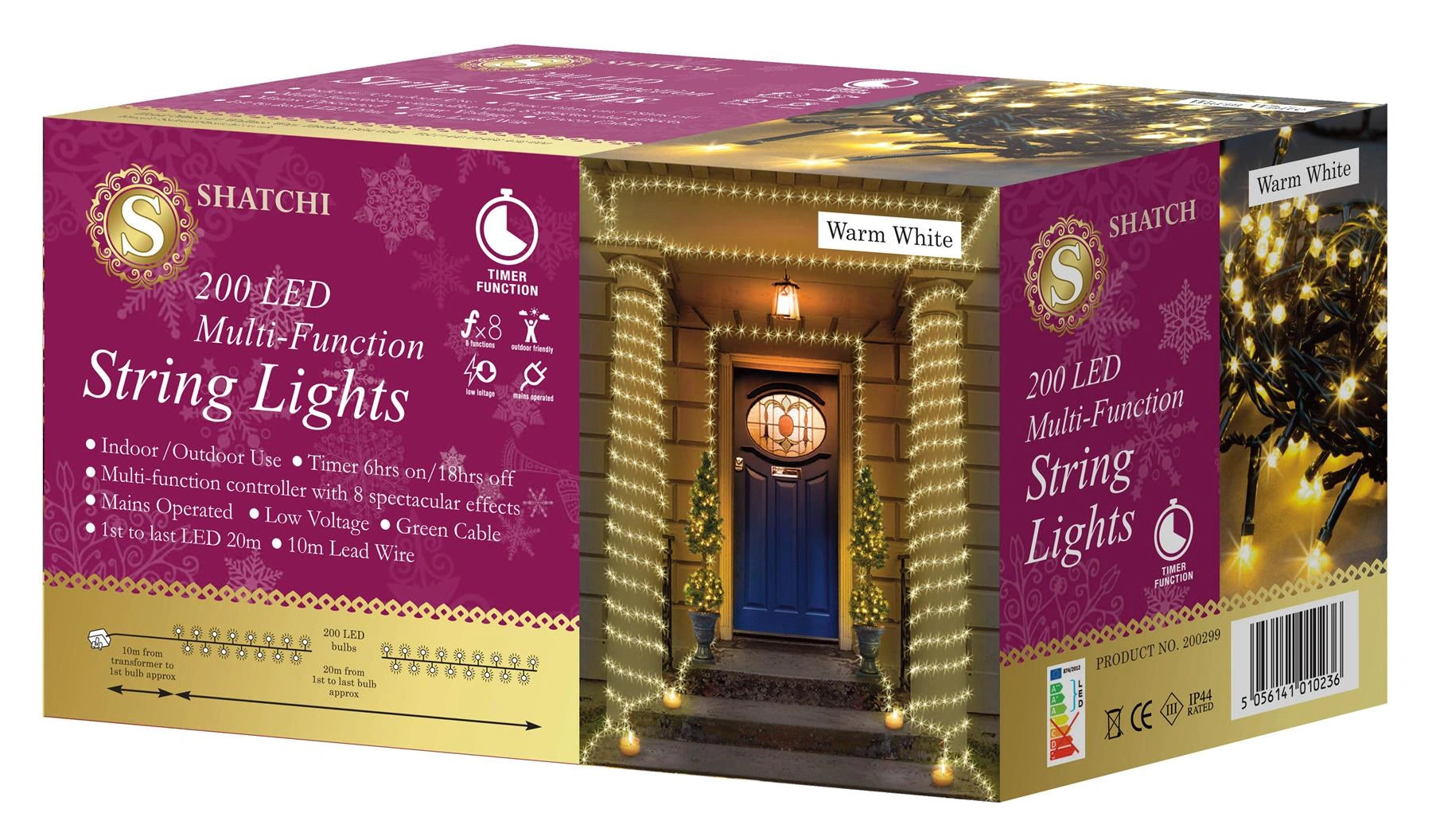 200 LED Fairy Lights Christmas Outdoor Main Plug-In Xmas Home Garden Tree Decor