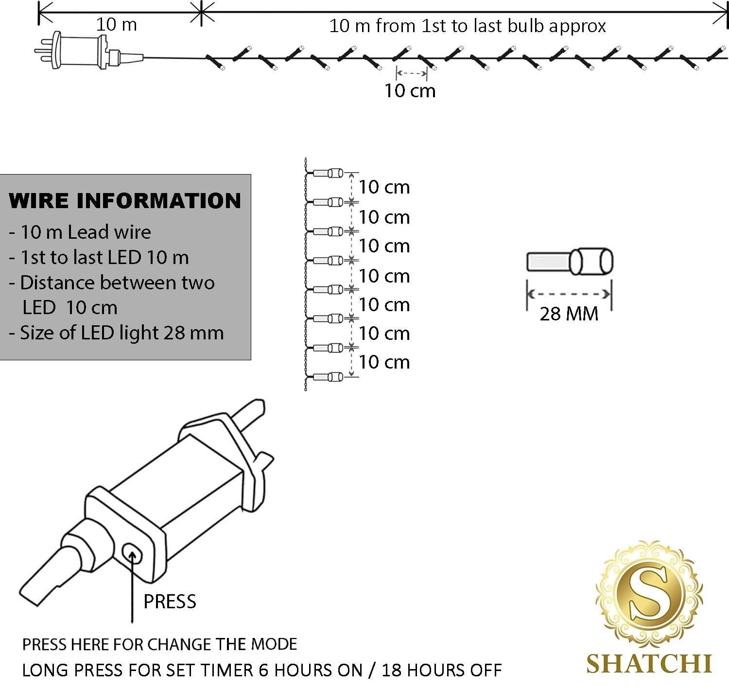100LED Lights Christmas String Multifunction Mains Operated Xmas Tree Home Decor