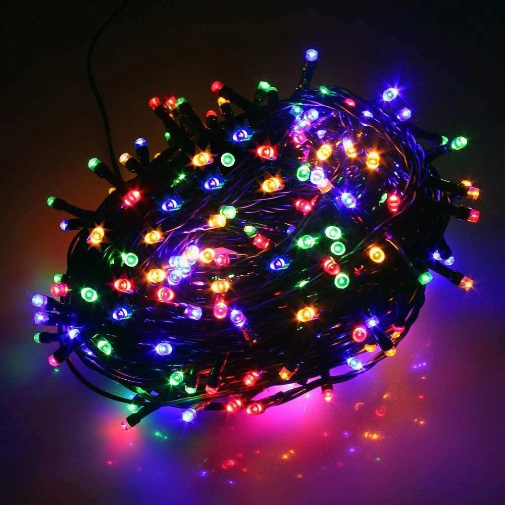 100 Christmas LED Fairy Lights Mains Plug-In Outdoor Garden Xmas Tree Home Decor