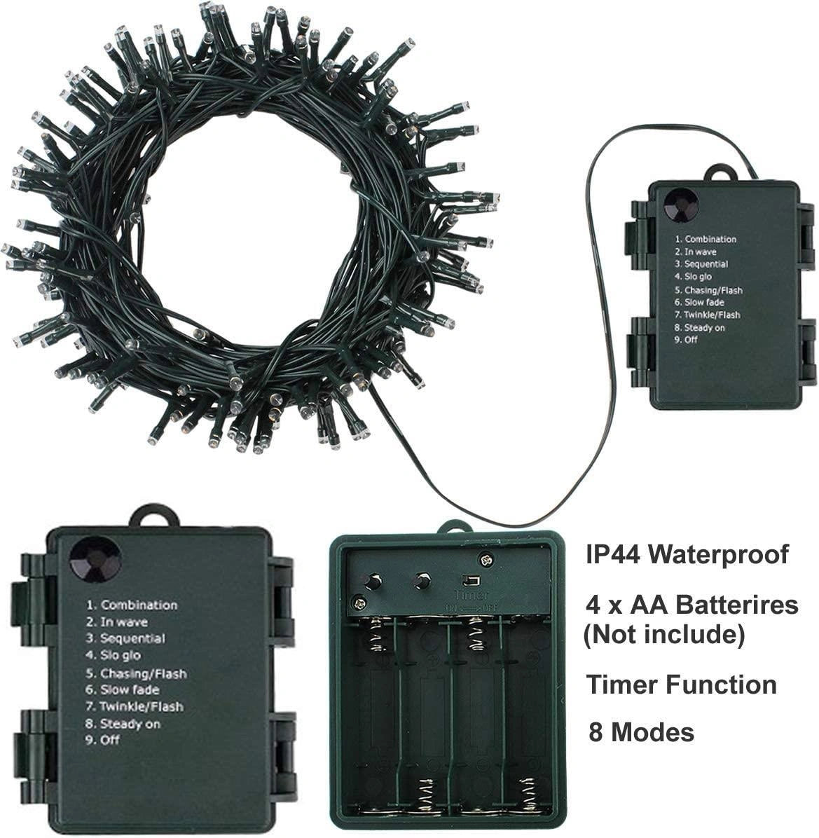 51013-OUTDOOR-LIGHTS-50-MC-1CS 50 LEDs Battery Operated Fairy Lights Waterproof Indoor and Outdoor Decoration / 8 Changing Modes/Timer/Christmas Wedding Party Birthday-Multi Coloured, White