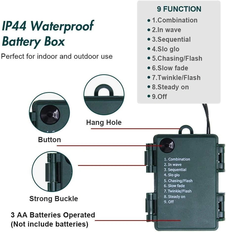 51013-OUTDOOR-LIGHTS-50-MC-1CS 50 LEDs Battery Operated Fairy Lights Waterproof Indoor and Outdoor Decoration / 8 Changing Modes/Timer/Christmas Wedding Party Birthday-Multi Coloured, White