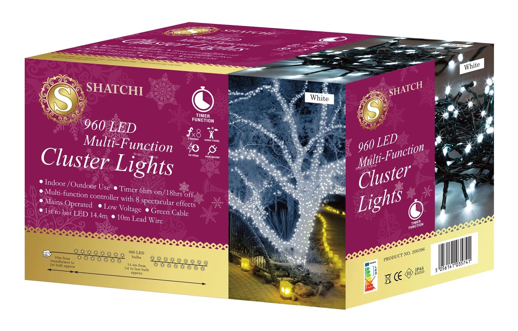 Christmas Fairy Lights 960 LED Cluster Indoor Outdoor Tree Home Xmas Decoration