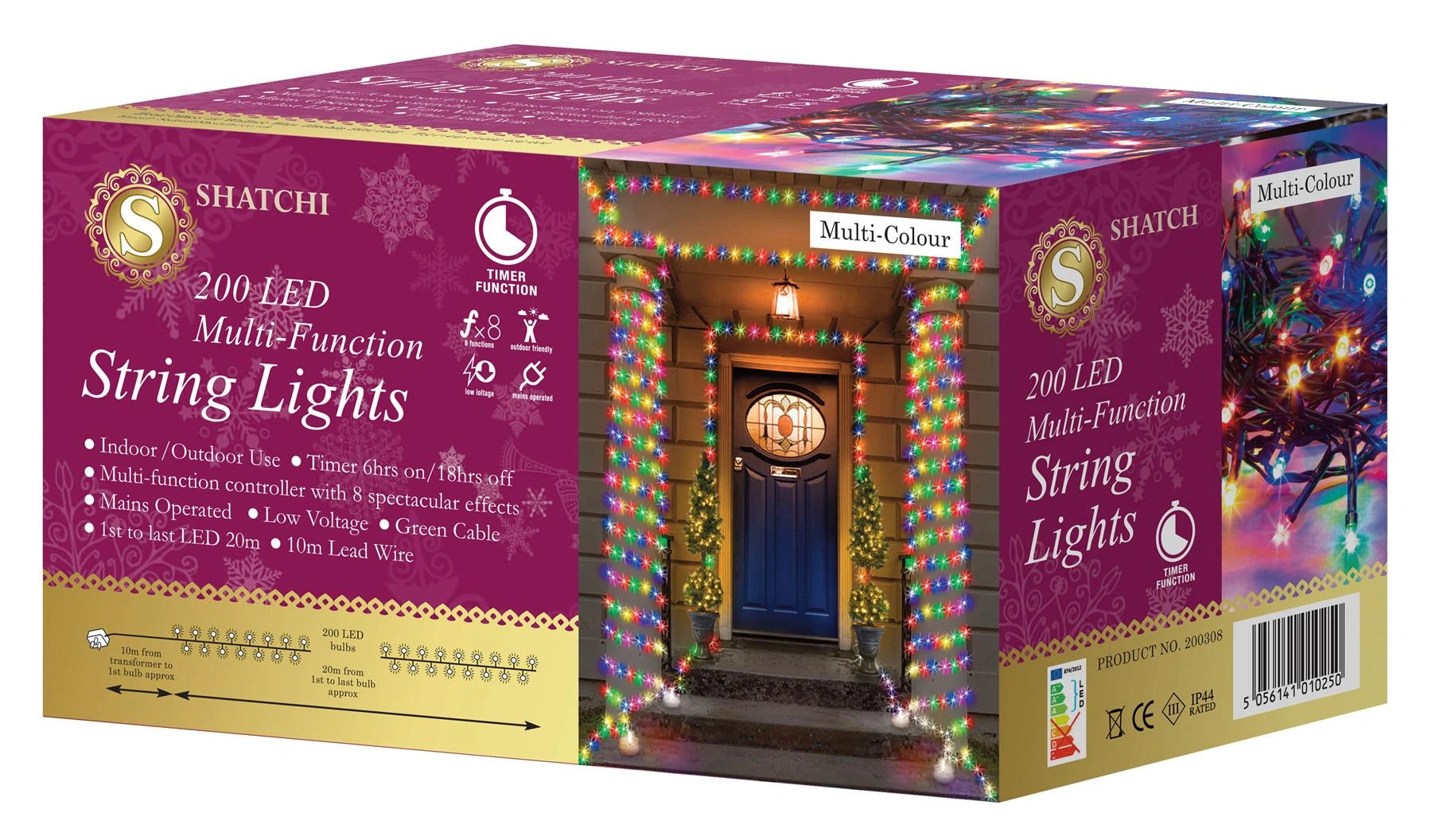 200 LED Fairy Lights Christmas Outdoor Main Plug-In Xmas Home Garden Tree Decor