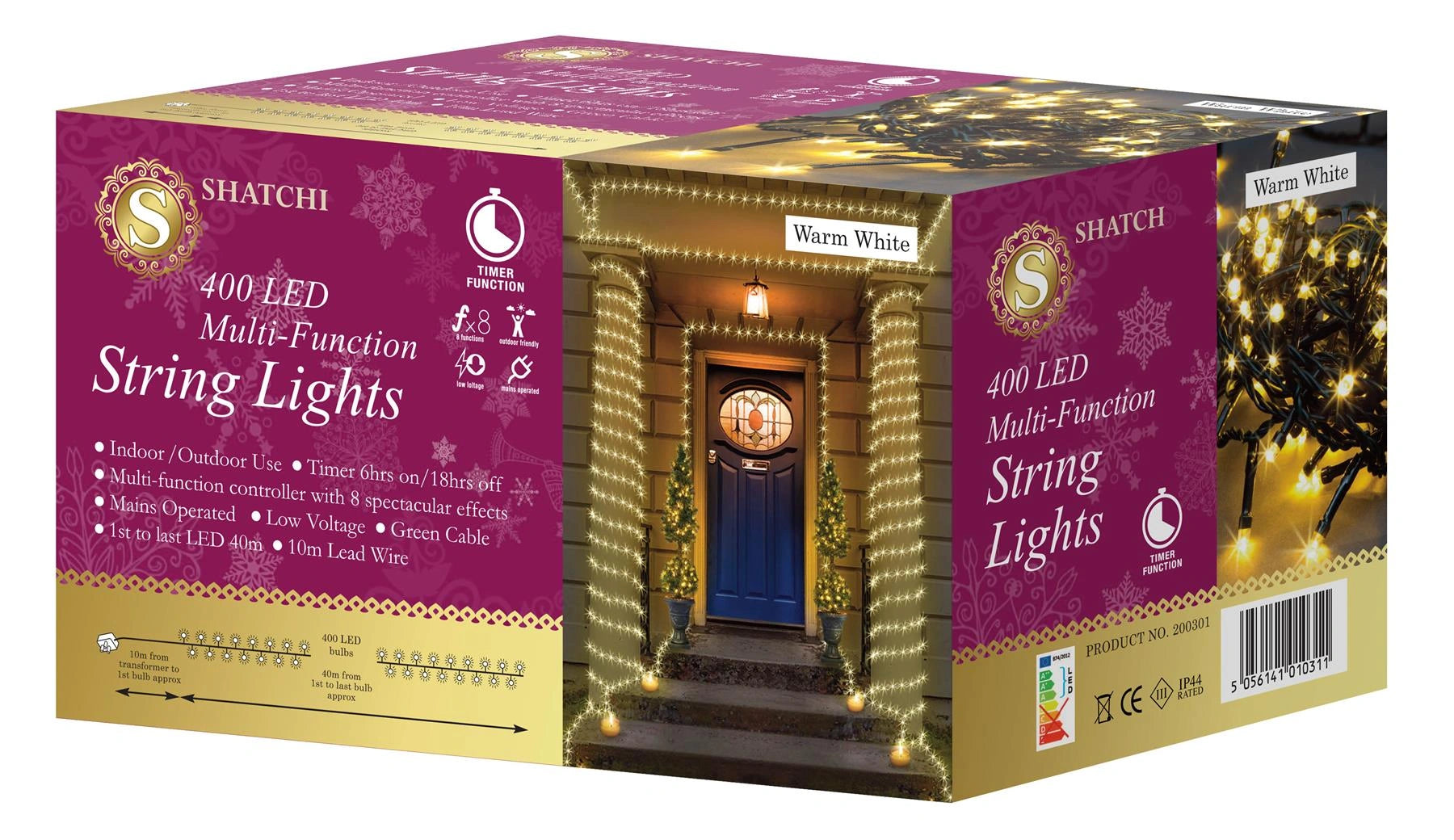 400 LED Fairy Lights Christmas Outdoor Main Plug-In Xmas Home Garden Tree Decor