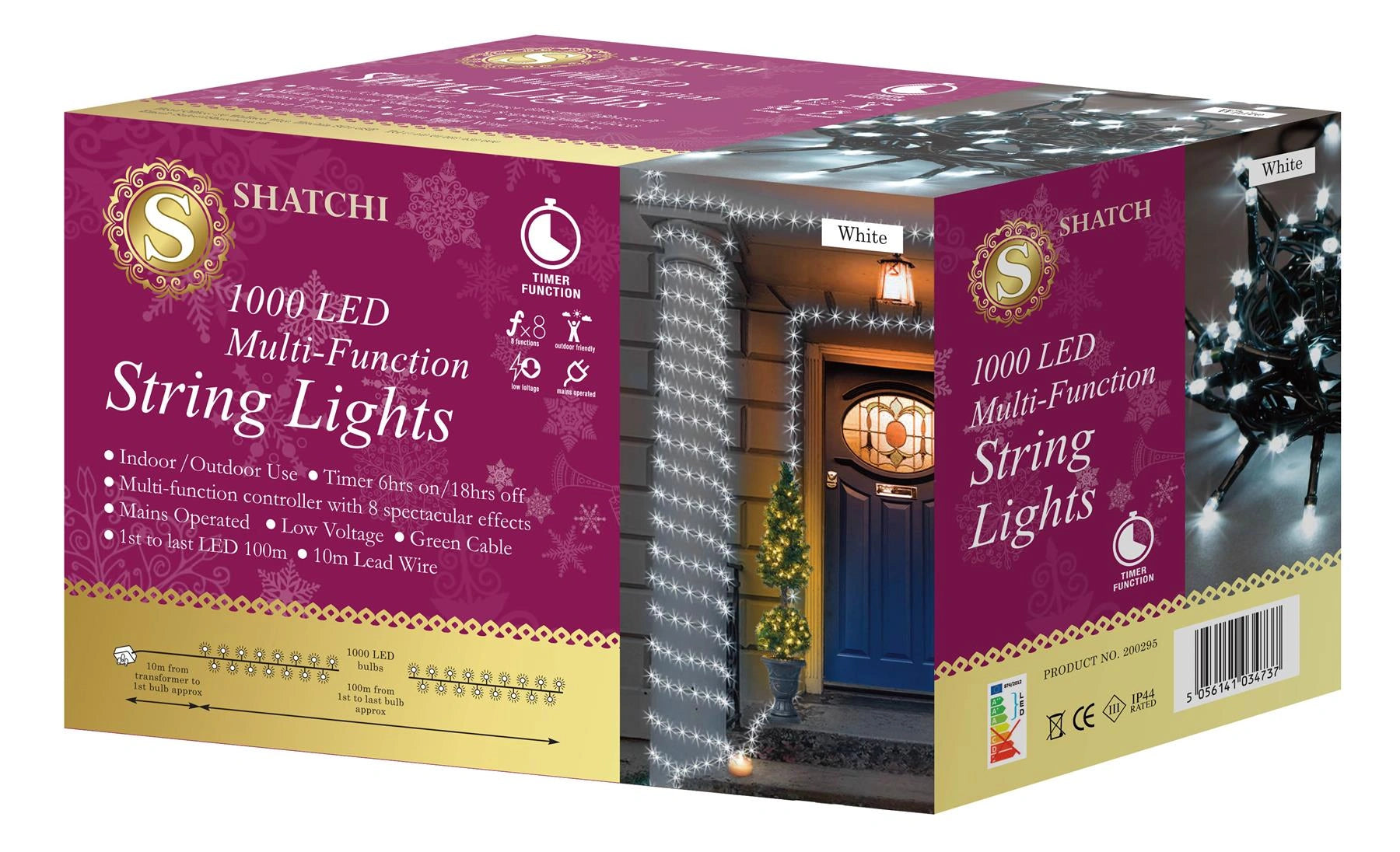 1000 LED Fairy Lights Christmas Outdoor Main Plug-In Xmas Home Garden Tree Decor