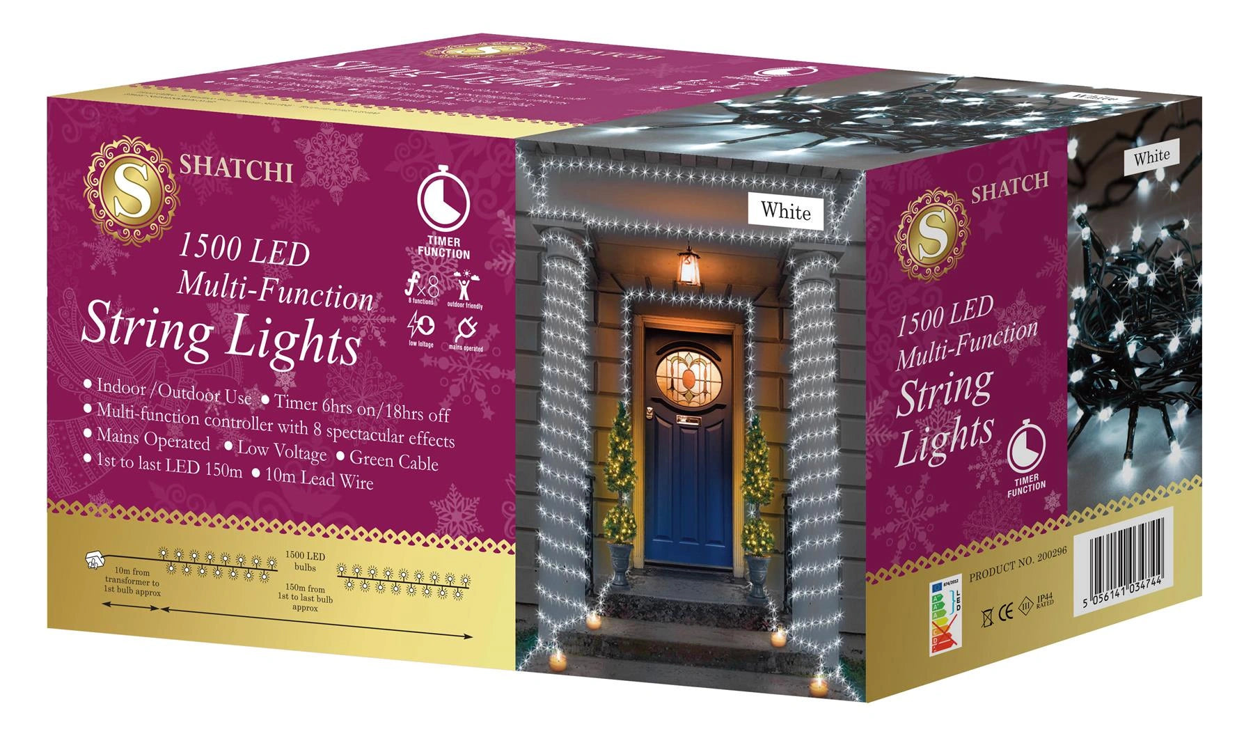 1500 LED Fairy Lights Christmas Outdoor Main Plug-In Xmas Home Garden Tree Decor