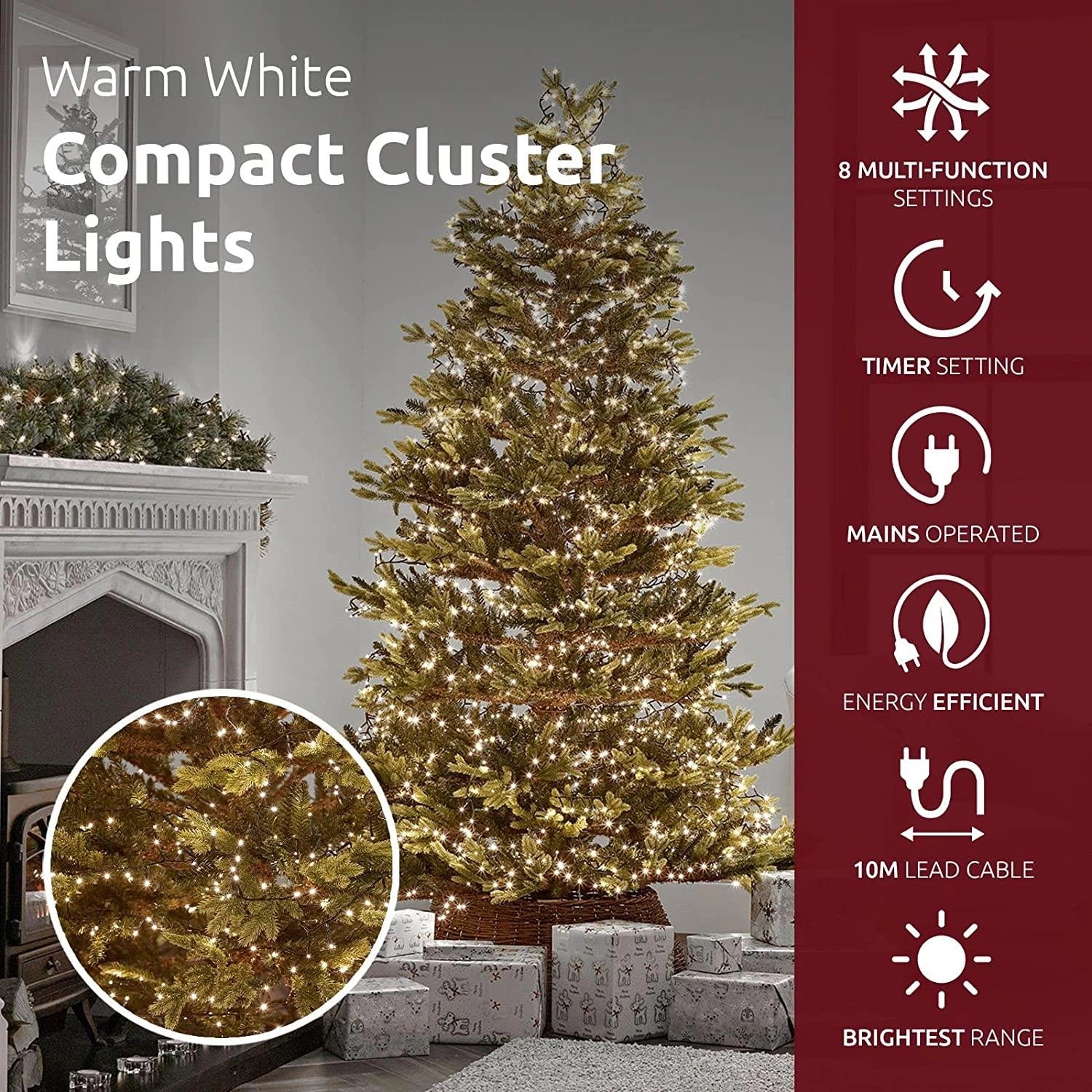 1000LED Compact Christmas Lights Mains String Multifunction Tree Home Xmas Decor