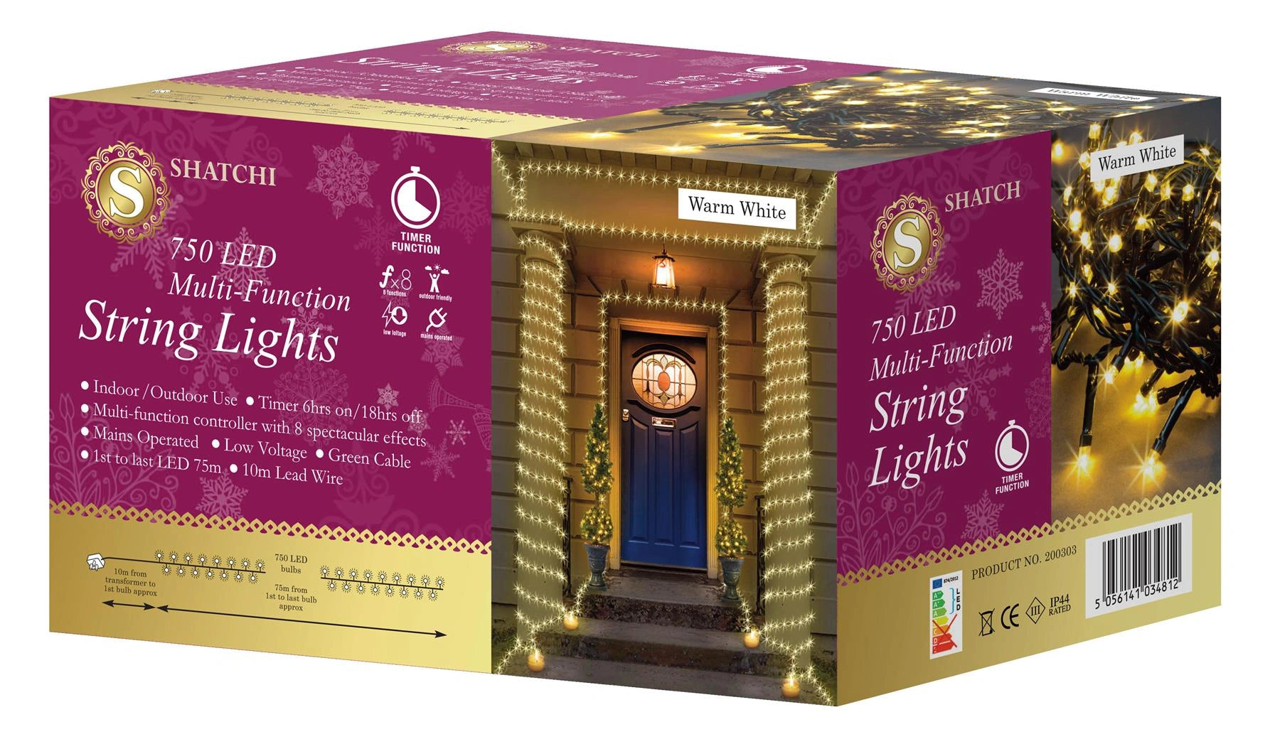 750 LED Fairy Lights Christmas Outdoor Main Plug-In Xmas Home Garden Tree Decor