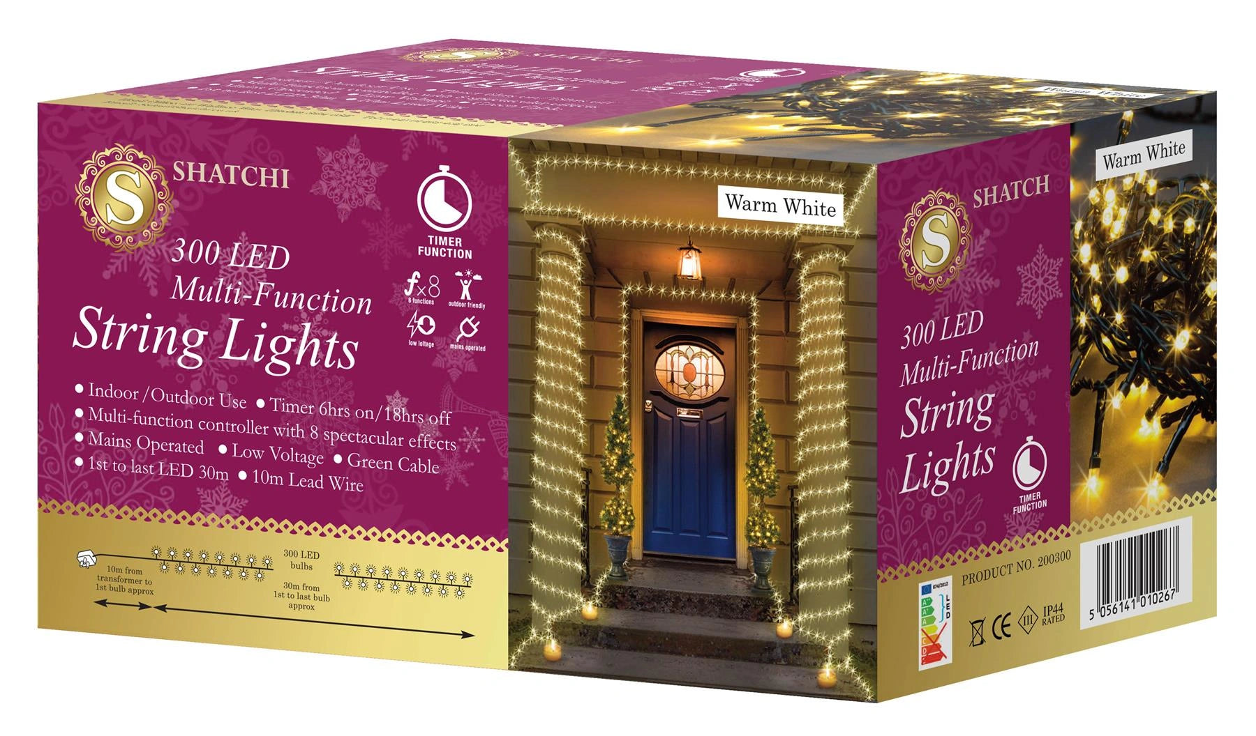 300 LED Fairy Lights Christmas Outdoor Main Plug-In Xmas Home Garden Tree Decor