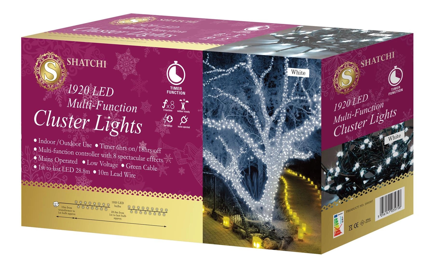 Christmas Fairy Lights 1920 LED Cluster Indoor Outdoor Tree Home Xmas Decoration