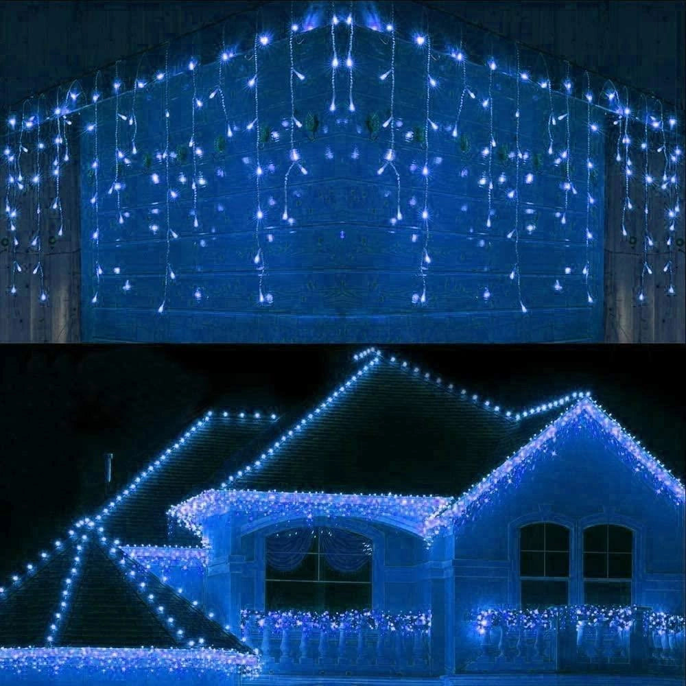 Christmas Lights 240 LED Icicle Waterfall Connectable Outdoor Xmas Home Decor