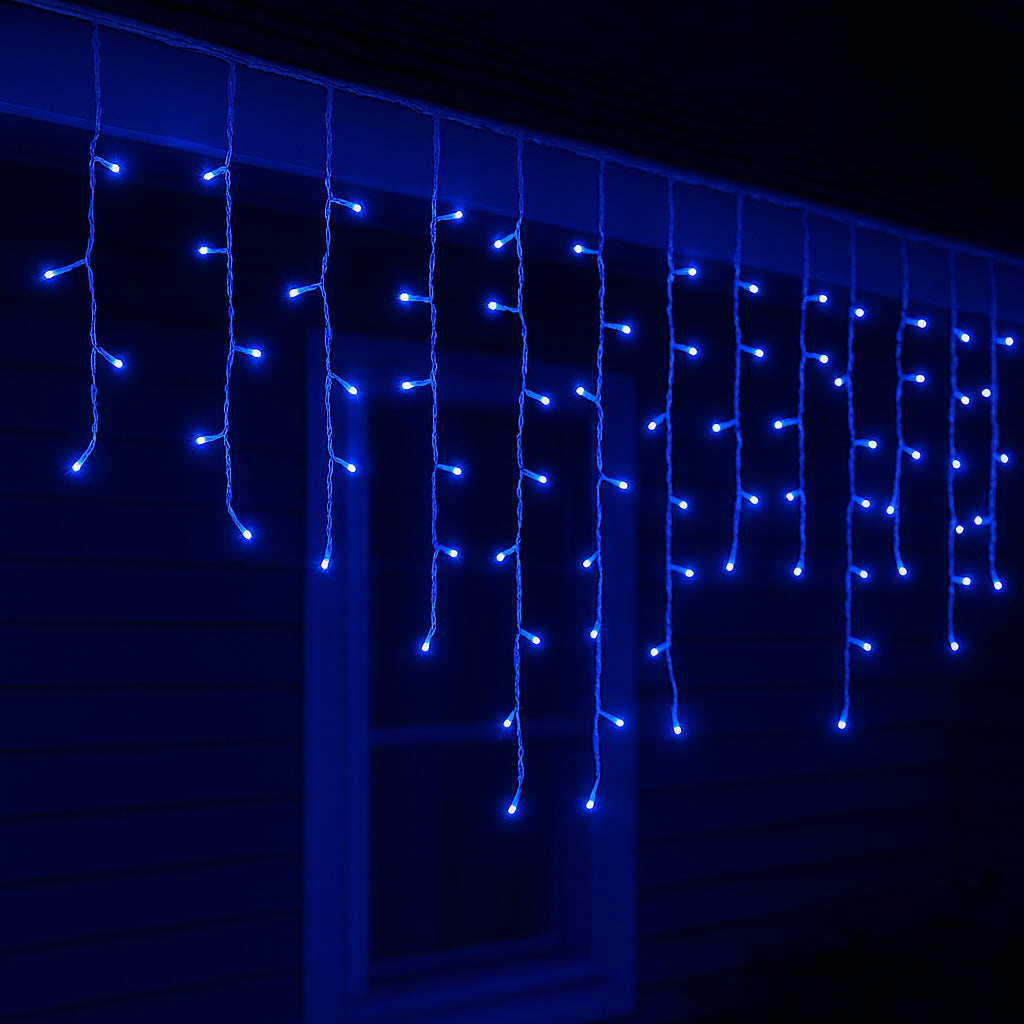 Christmas Lights 240 LED Icicle Waterfall Connectable Outdoor Xmas Home Decor