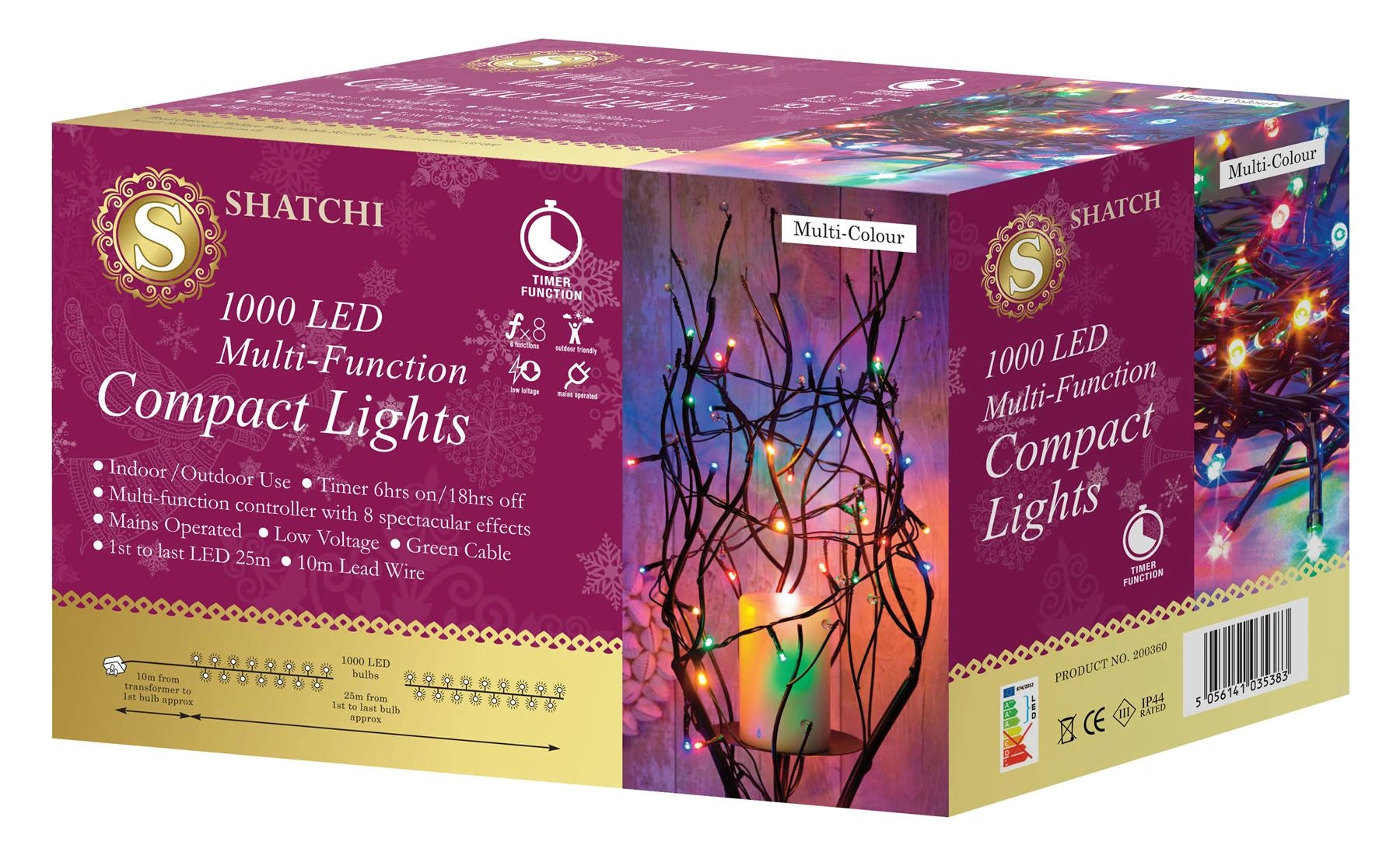 1000LED Compact Christmas Lights Mains String Multifunction Tree Home Xmas Decor